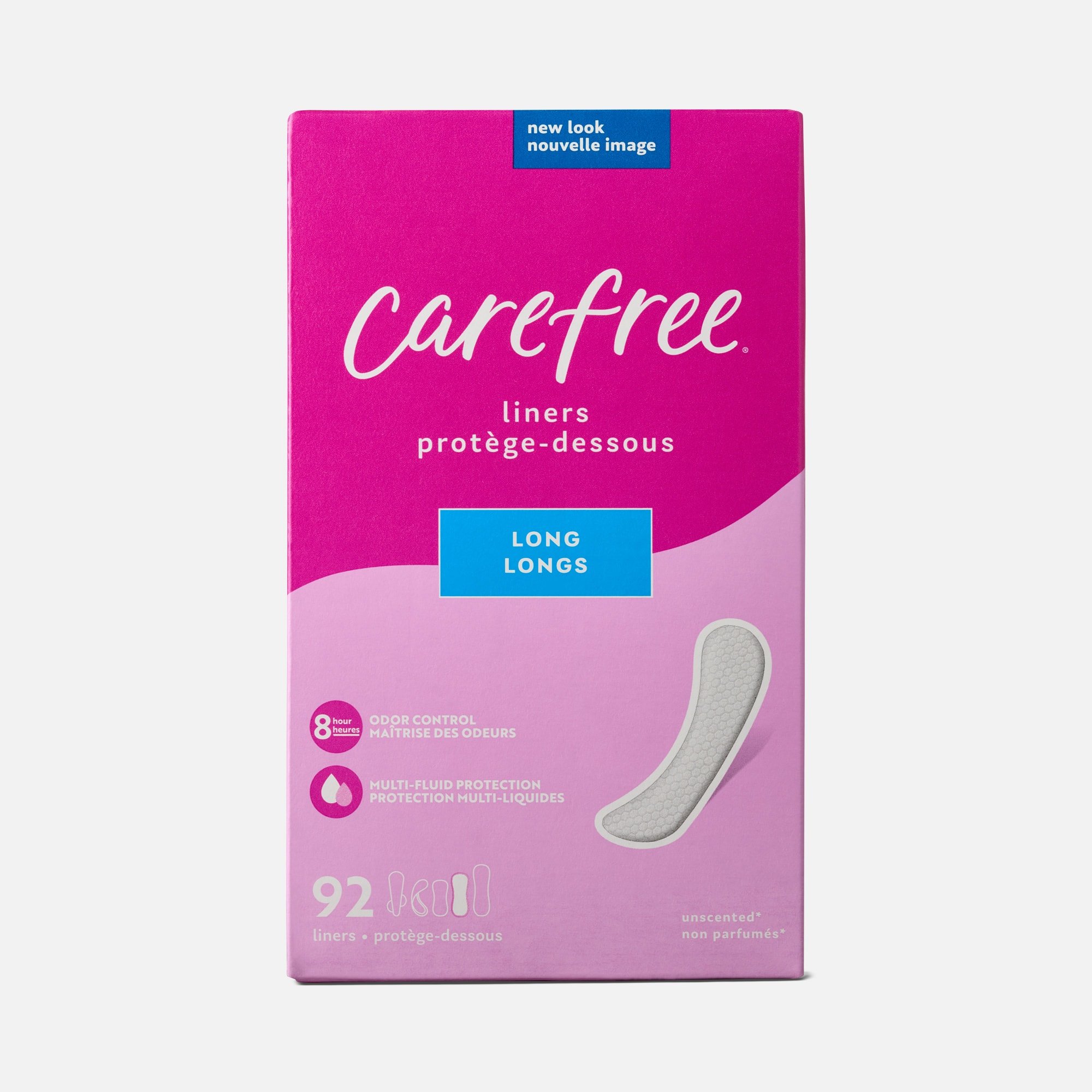 Carefree Acti-Fresh Long Pantiliners, Unscented, 92 ct.