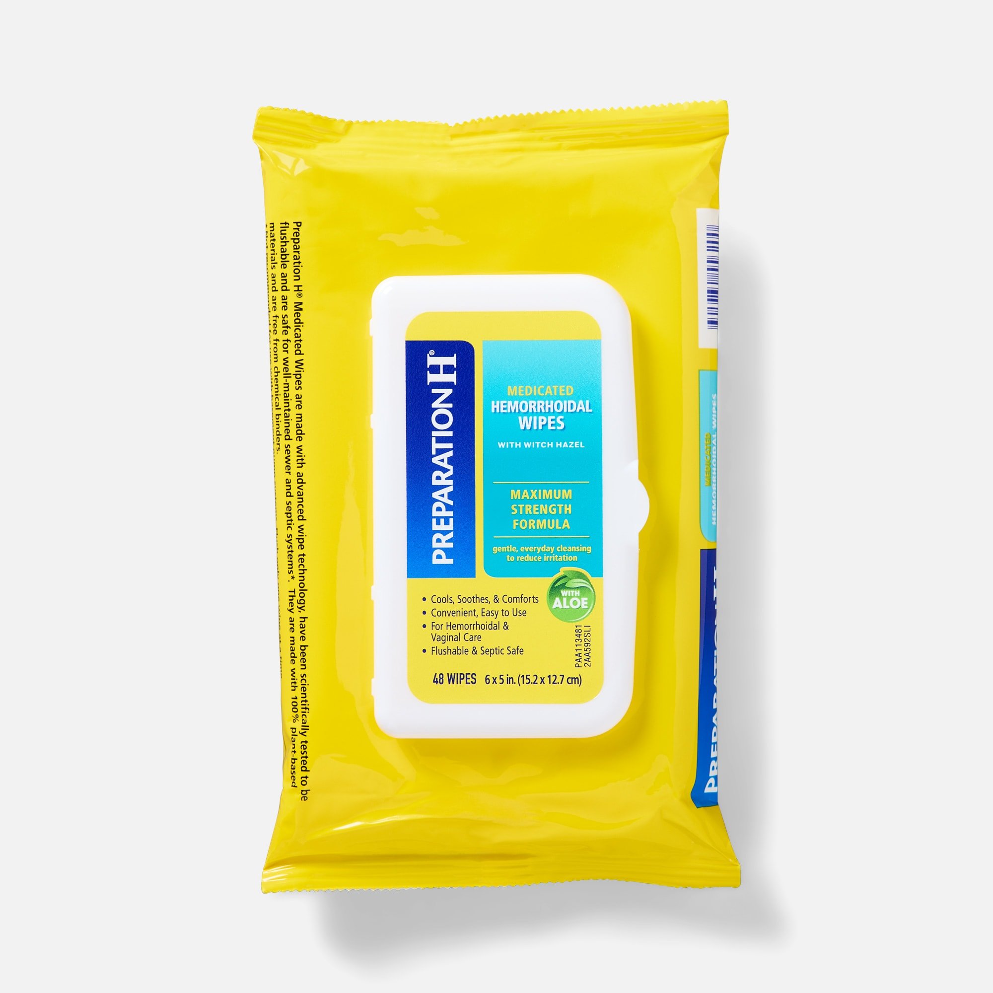 Preparation H Maximum Strength Hemorrhoid Flushable Wipes with Witch Hazel, 48 ct.