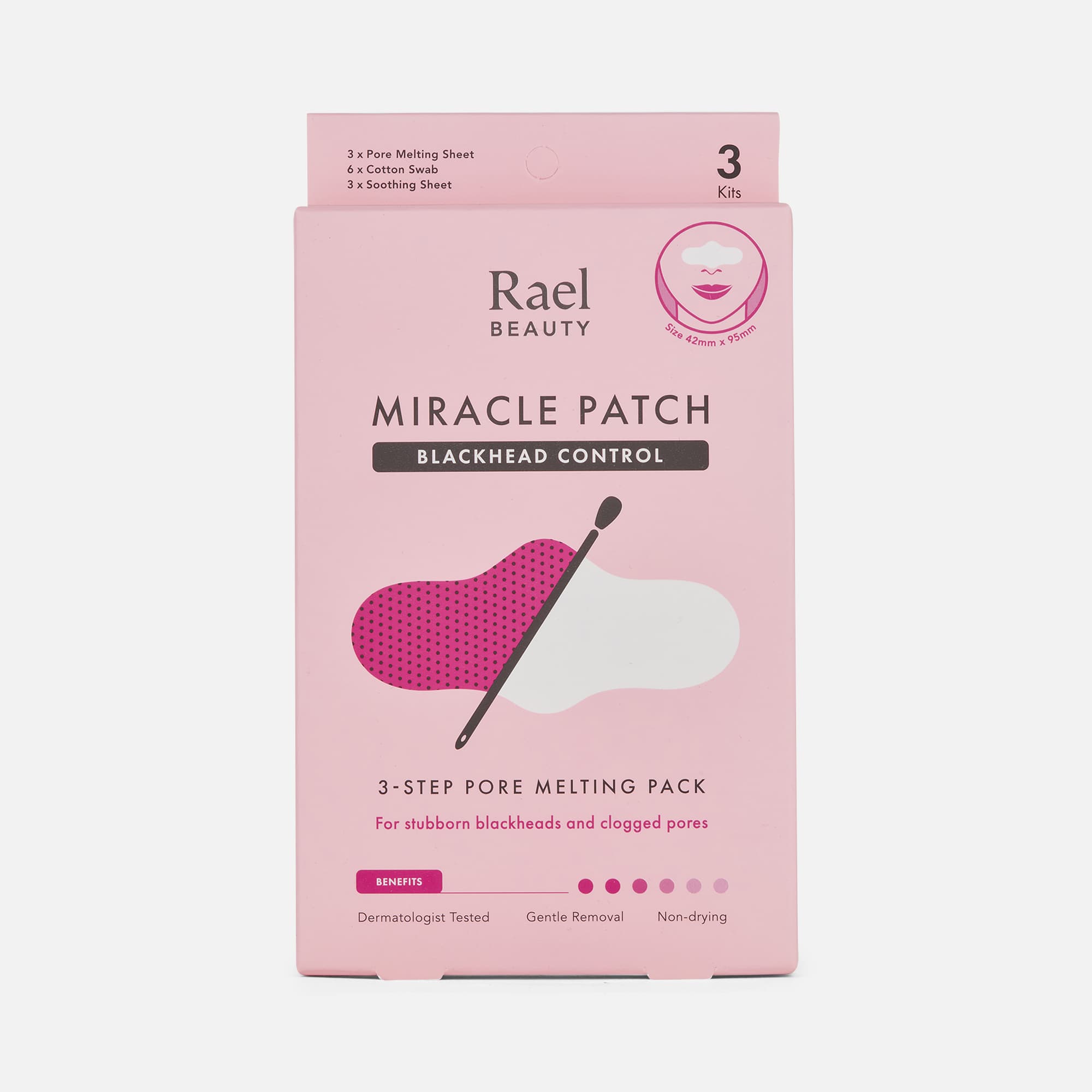 Rael Beauty Miracle Patch Blackhead Control 3-Step Pore Melting Pack, 3 ct.