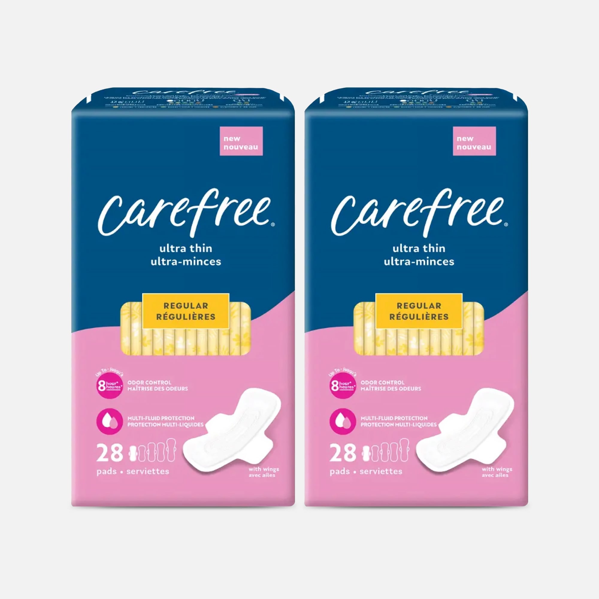 Carefree Ultra Thin Regular Pads with Wings, 28 ct. (2-Pack)