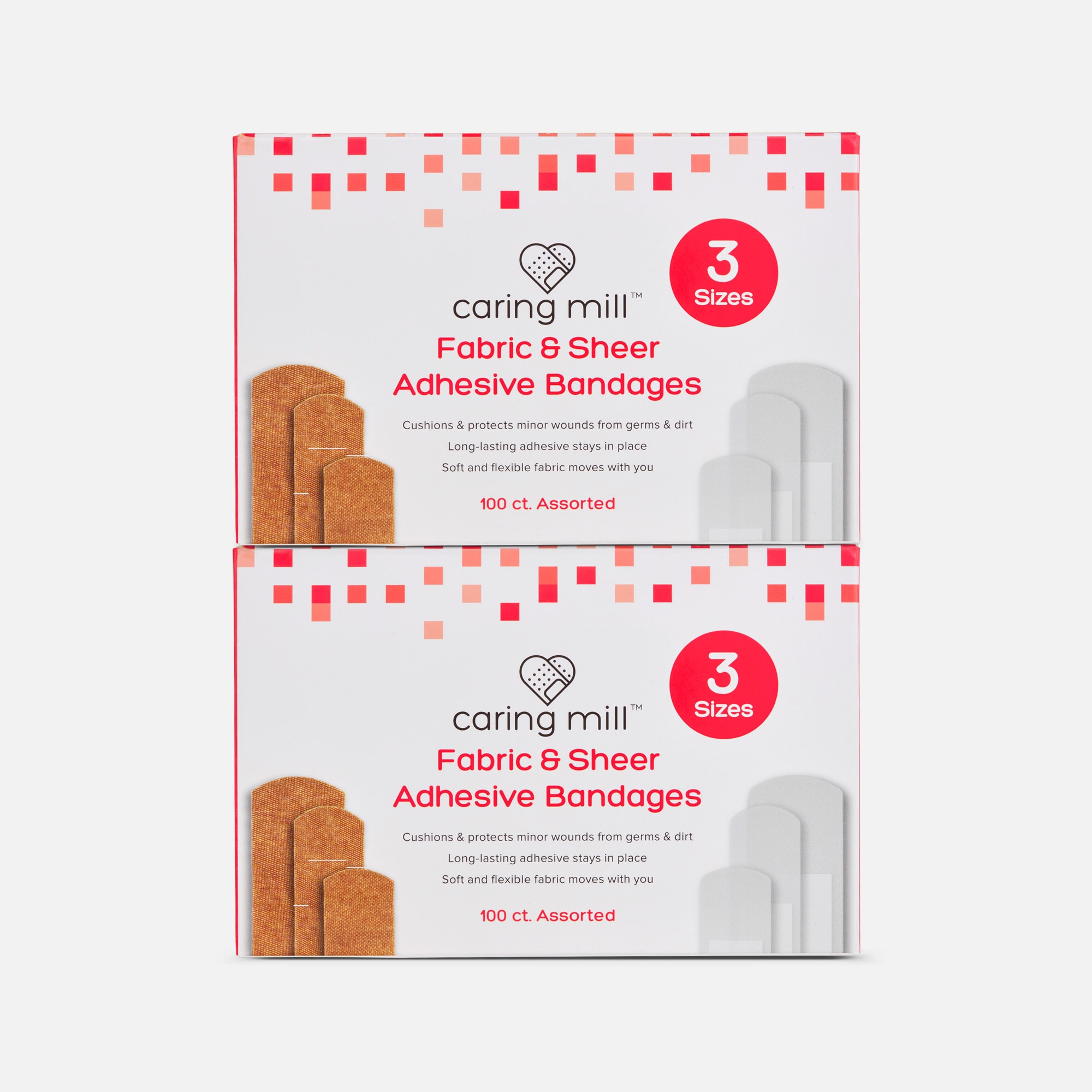 Caring Mill™ Assorted Bandages, Fabric & Sheer, 100 ct. (2-Pack)
