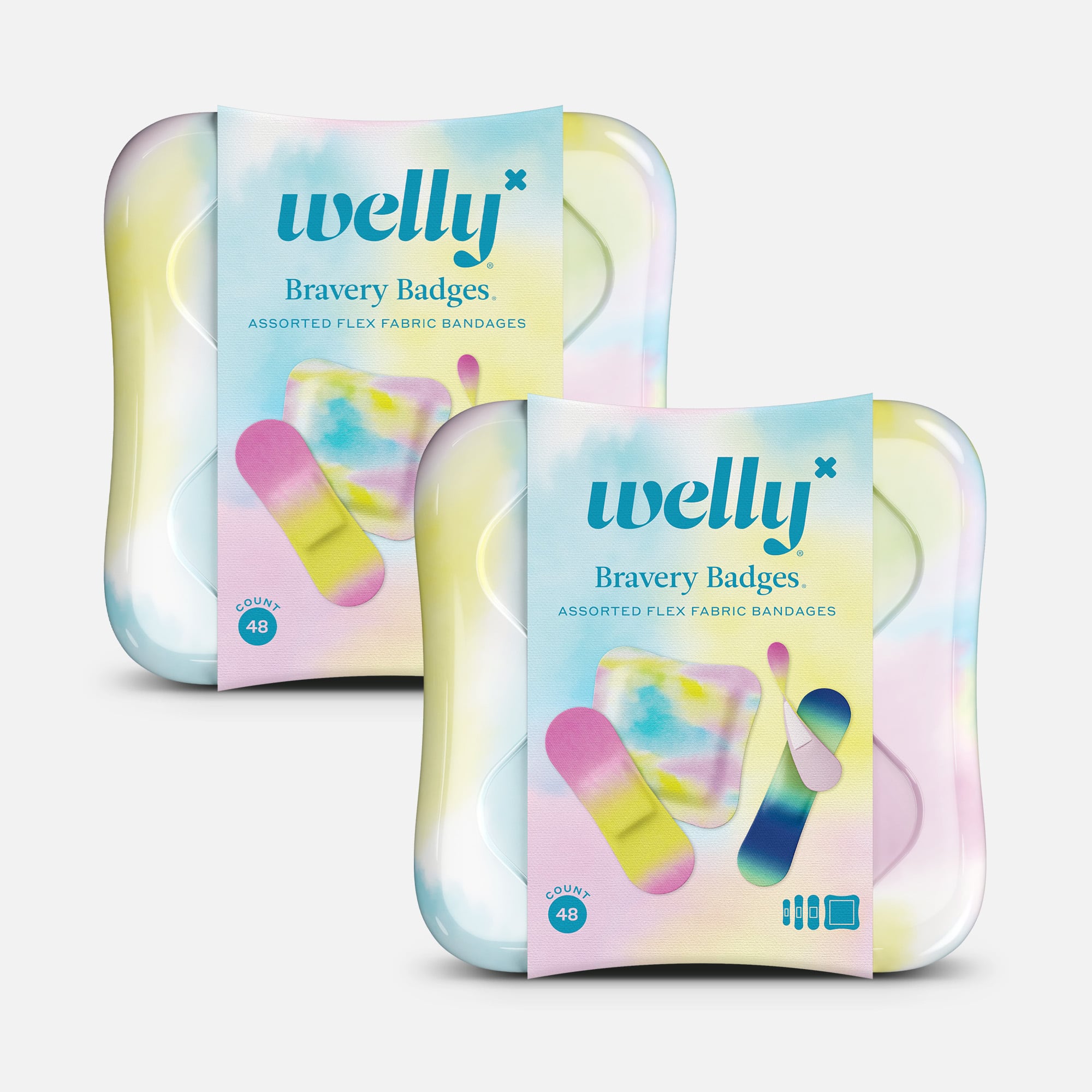 Welly Bravery Badges Colorwash Assorted Flex Fabric Bandages - 48 ct. (2-Pack)