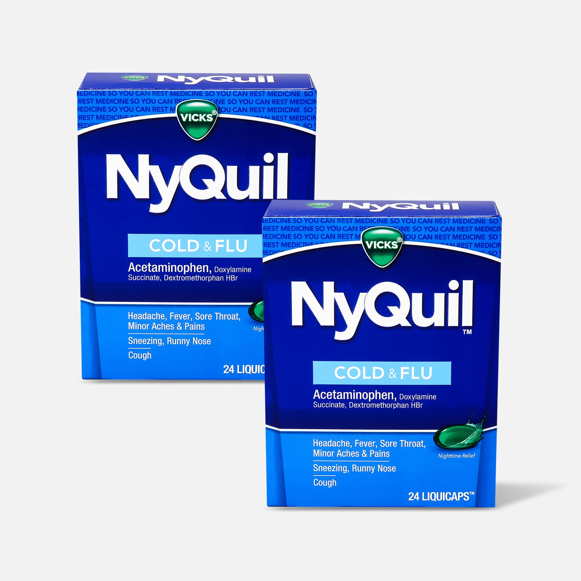 Vicks NyQuil Cold and Flu Liquicaps, 24 ct. (2-Pack)