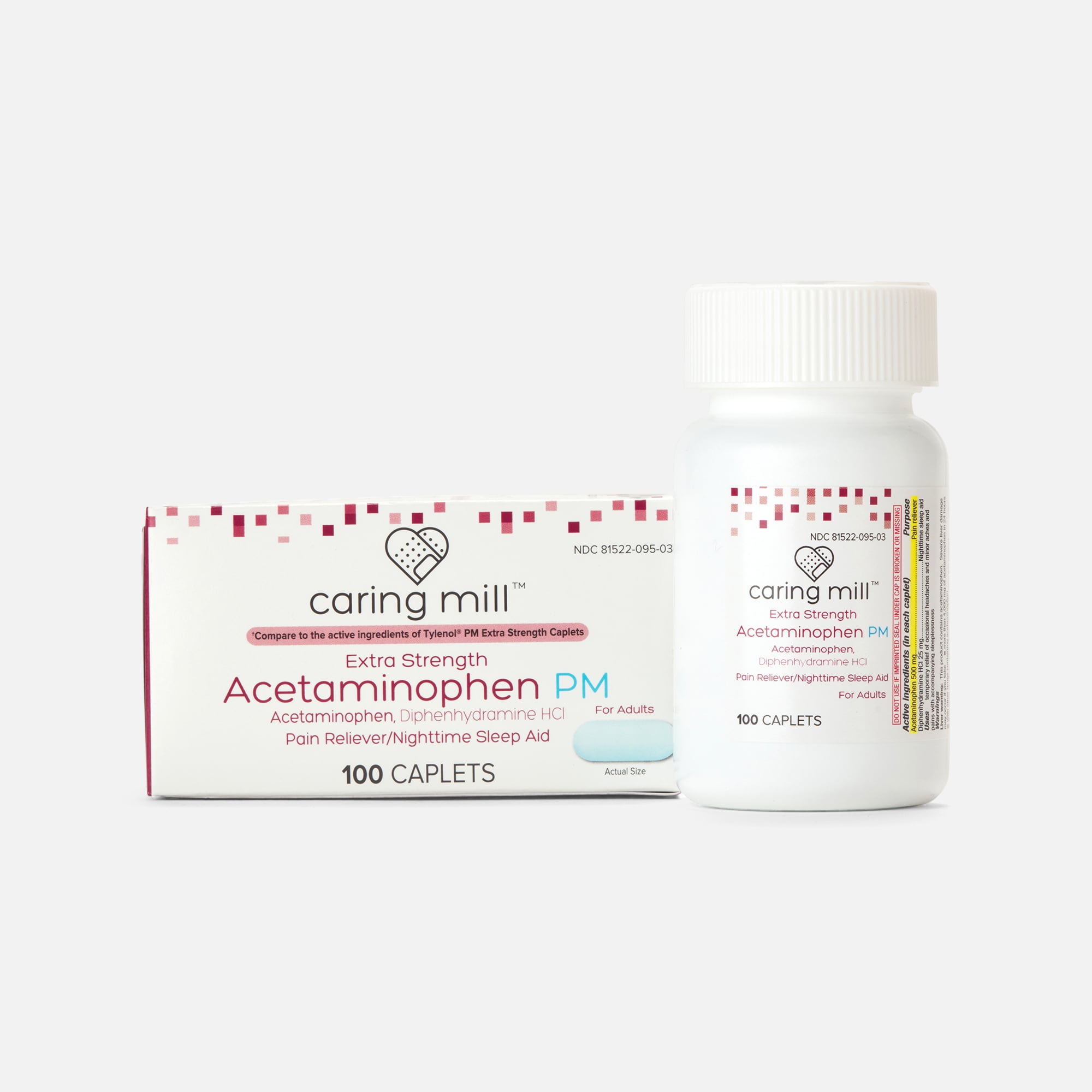 Caring Mill™ Extra Strength Acetaminophen PM Caplets, 100 ct.