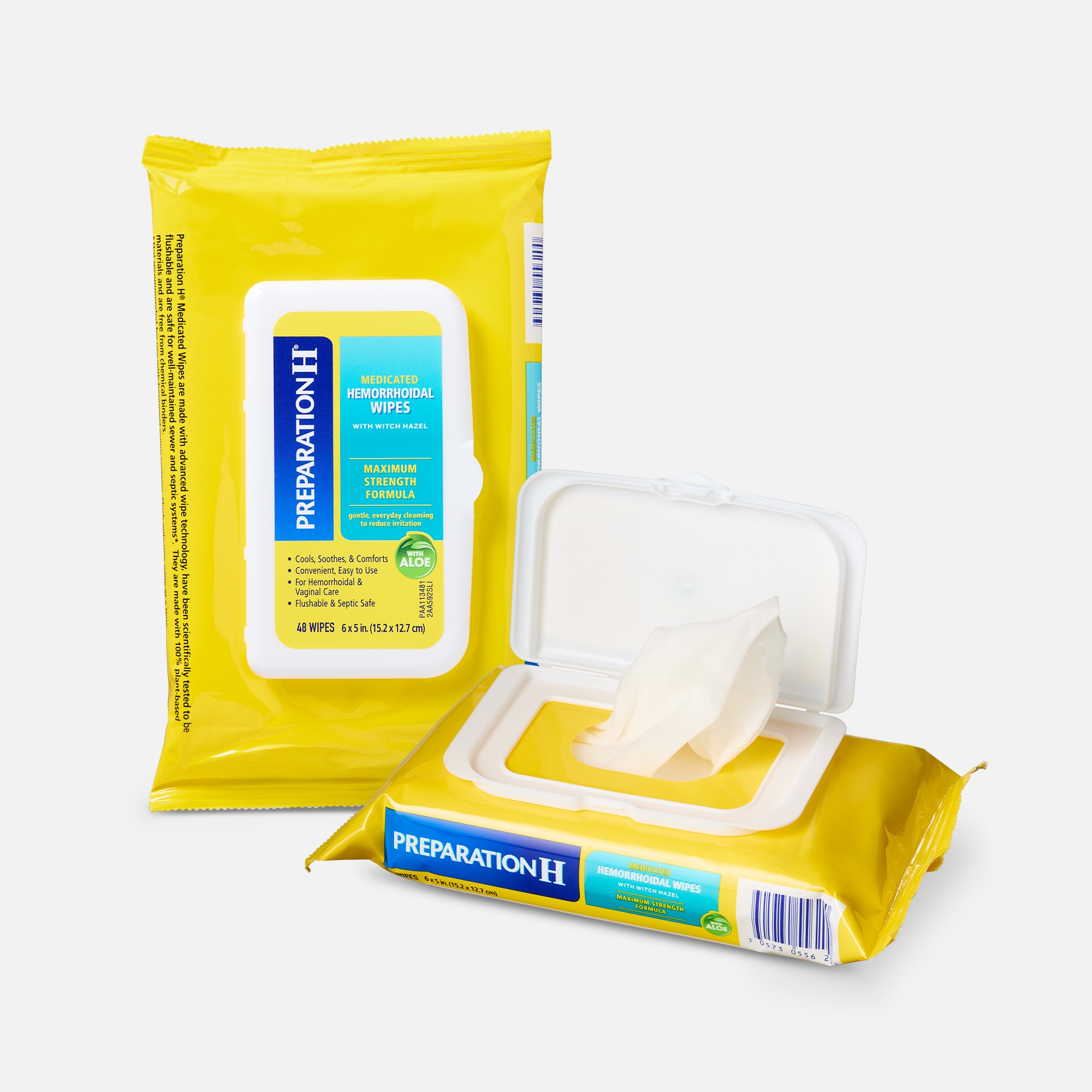 Preparation H Maximum Strength Hemorrhoid Flushable Wipes with Witch Hazel, 48 ct. (2-Pack)