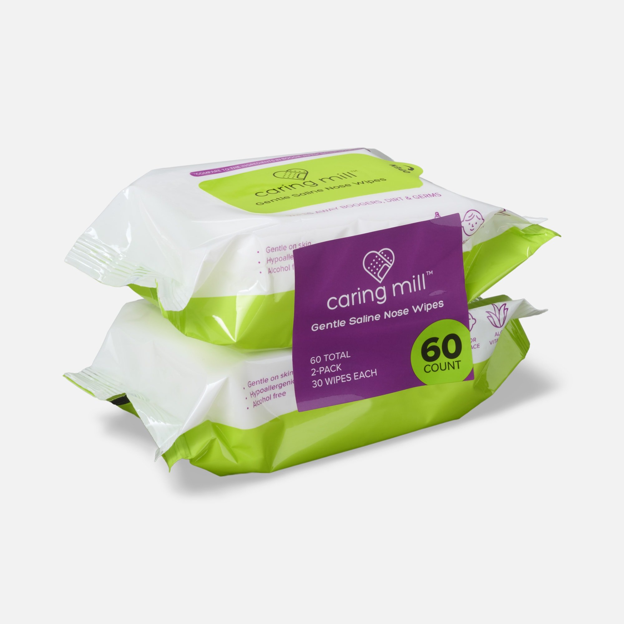 Caring Mill™ Gentle Saline Nose Wipes, Unscented, 30 ct. (2 pack)