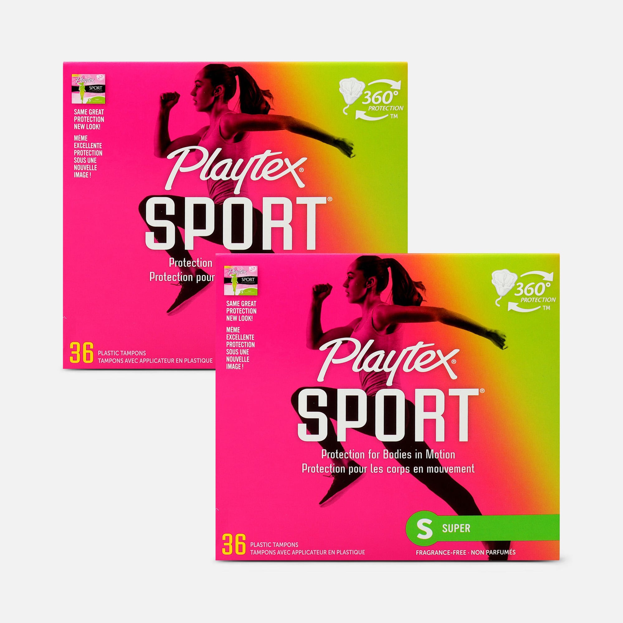 Playtex Sport Super Tampons, Unscented, 36 ct. (2-Pack)