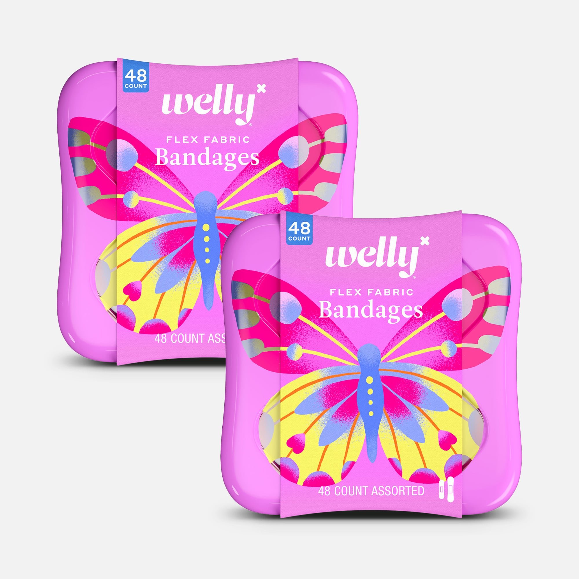Welly Bravery Badges Butterfly Assorted Flex Fabric Bandages - 48 ct. (2-Pack)