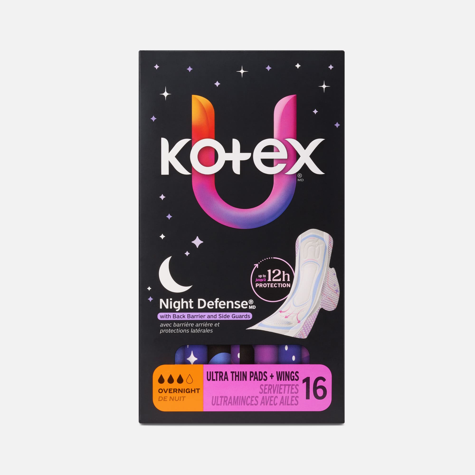 Kotex® Ultra Thin Overnight Pads with Wings, Heavy Absorbency, 16 ct.