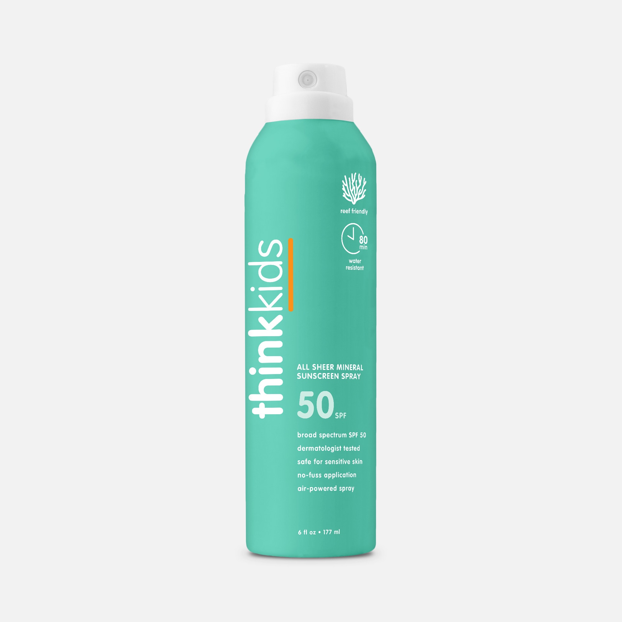 thinkkids SPF 50  All Sheer Mineral Sunscreen Spray,  6 fl oz.