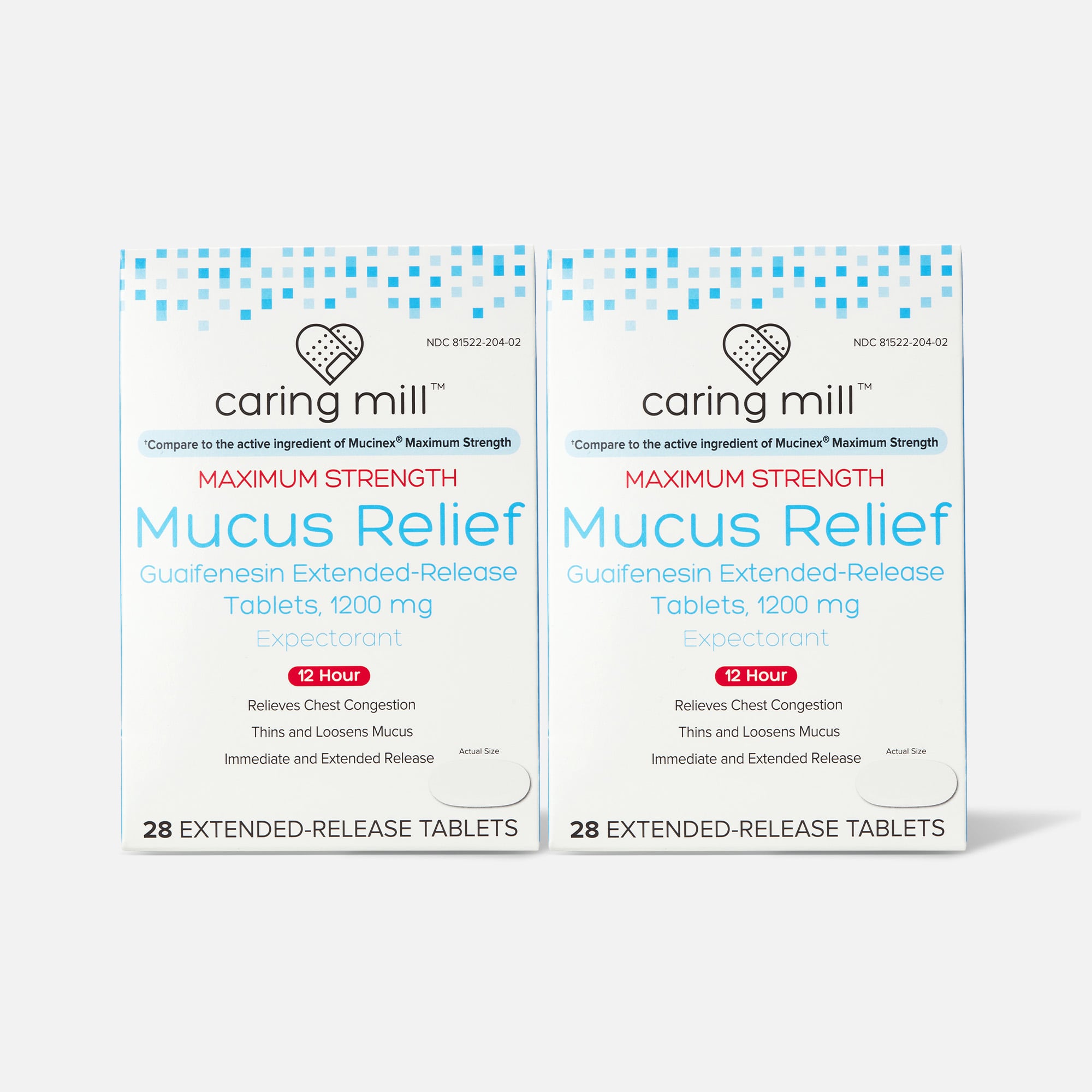 Caring Mill™ Mucus-ER Max Guaifenesin Extended-Release Bi-Layer Tablets, 28 ct. (2-Pack)
