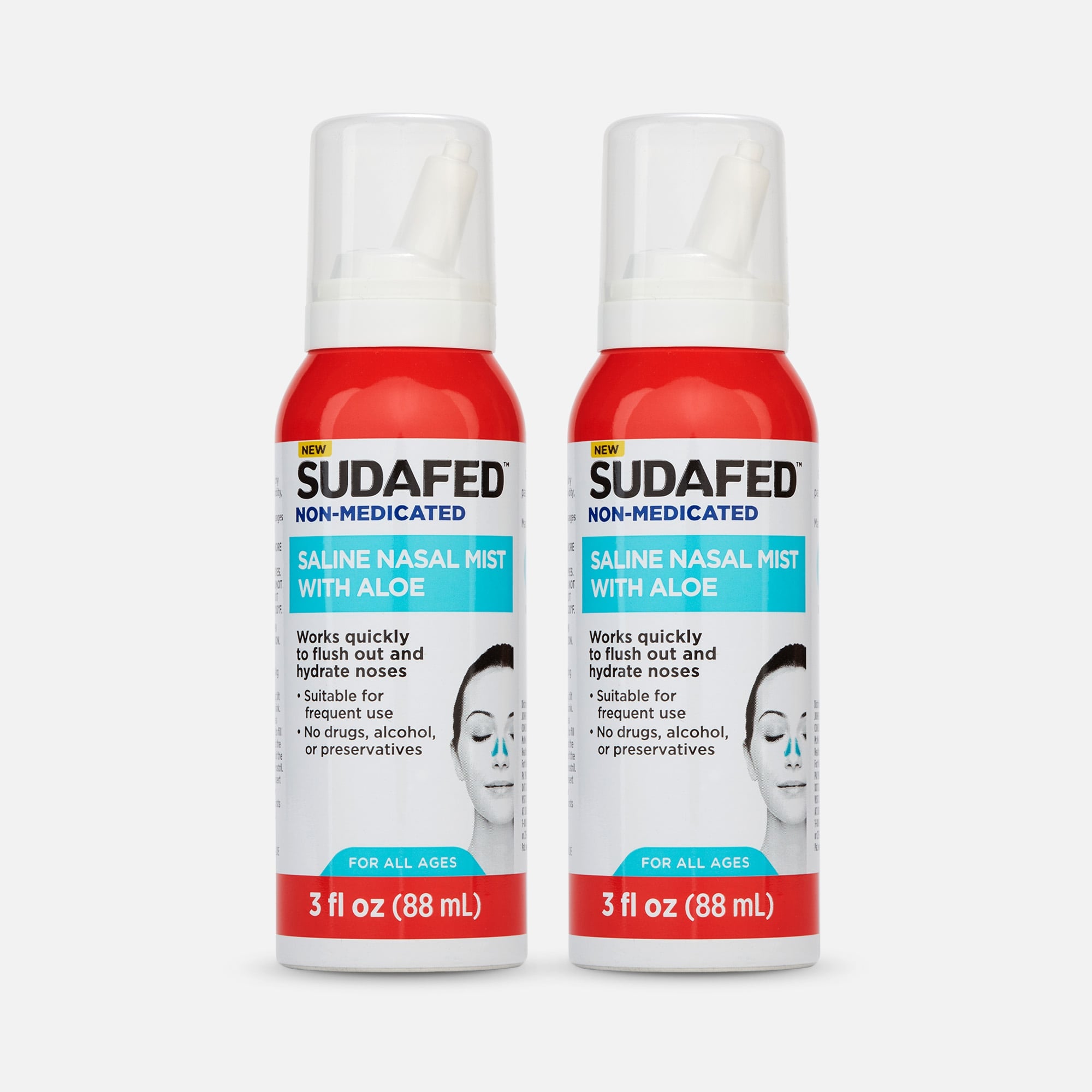 Sudafed Non-Medicated Saline Nasal Mist with Aloe, 3 fl oz. (2-Pack)