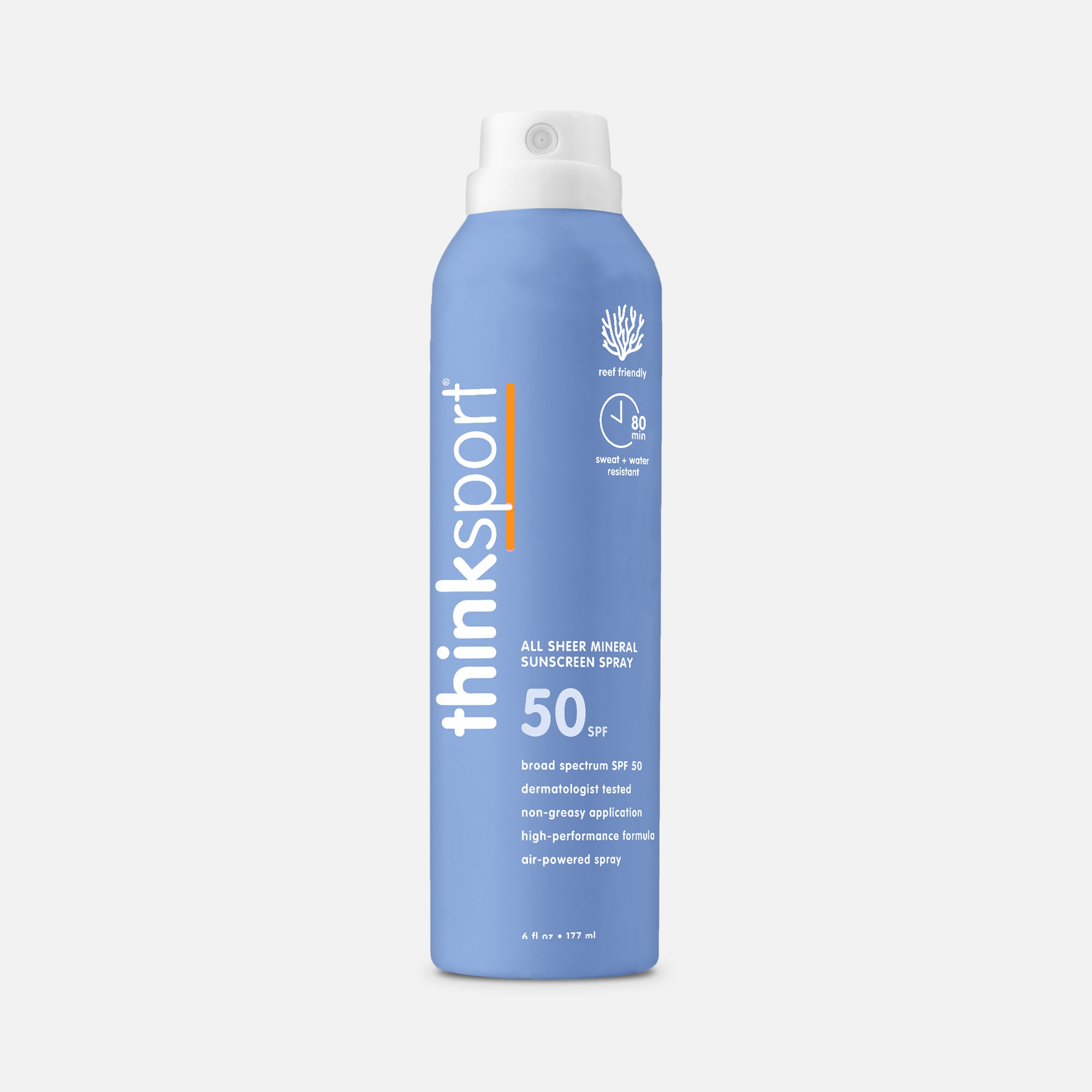 thinksport SPF 50  All Sheer Mineral Sunscreen Spray,  6 fl oz.
