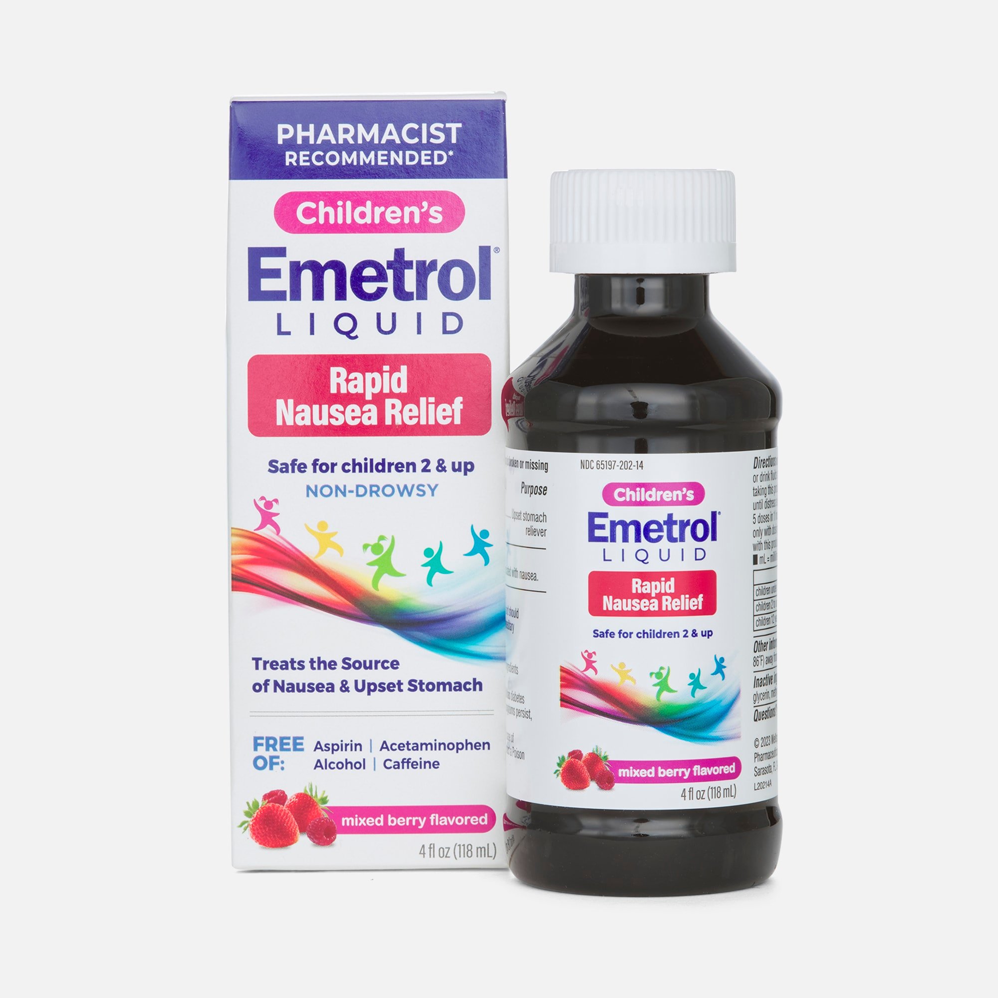 Emetrol Children's Liquid for Nausea and Upset Stomach, Mixed Berry, 4 oz.