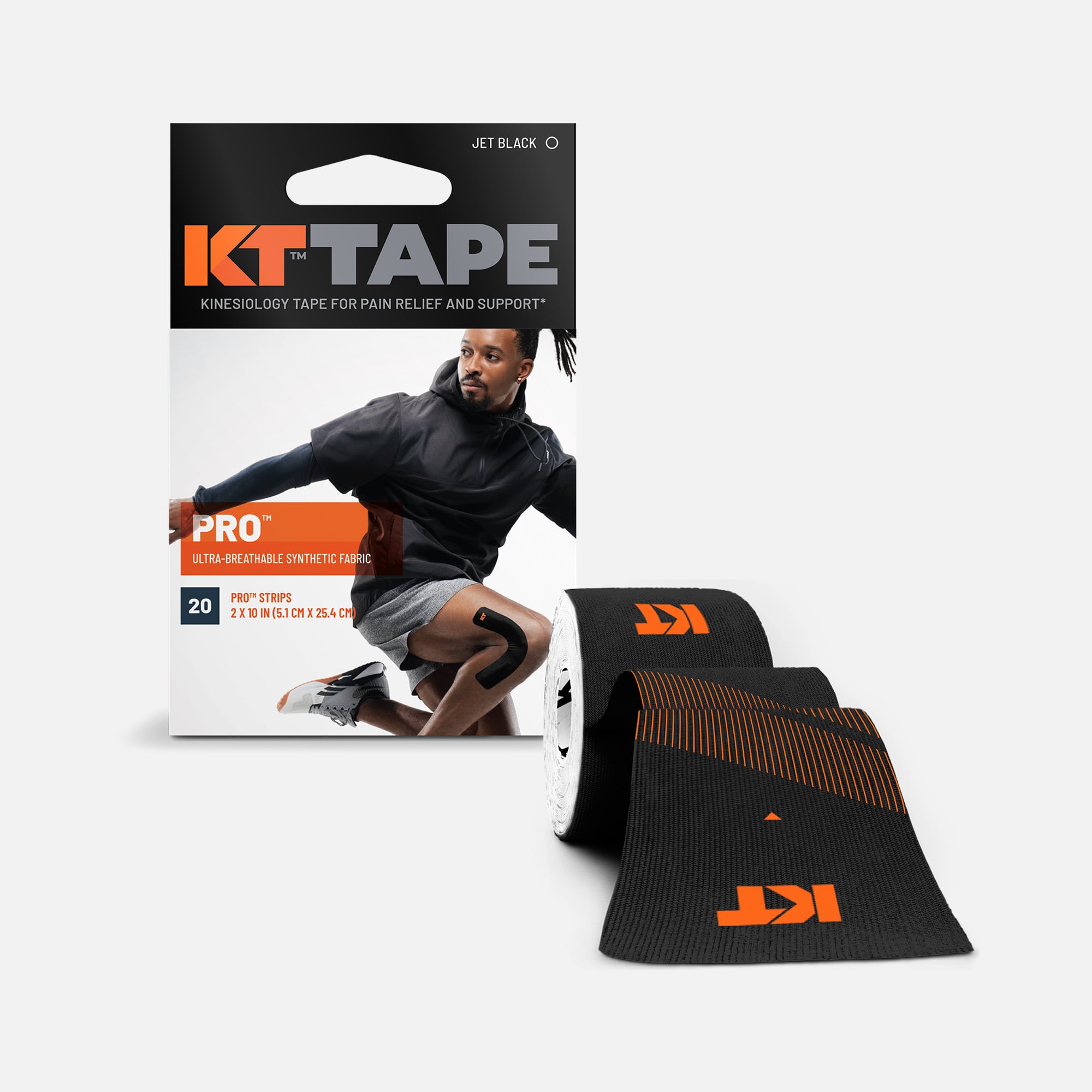 FSA Eligible KT TAPE PRO, Pre-cut, 20 Strip, Synthetic, Jet Black