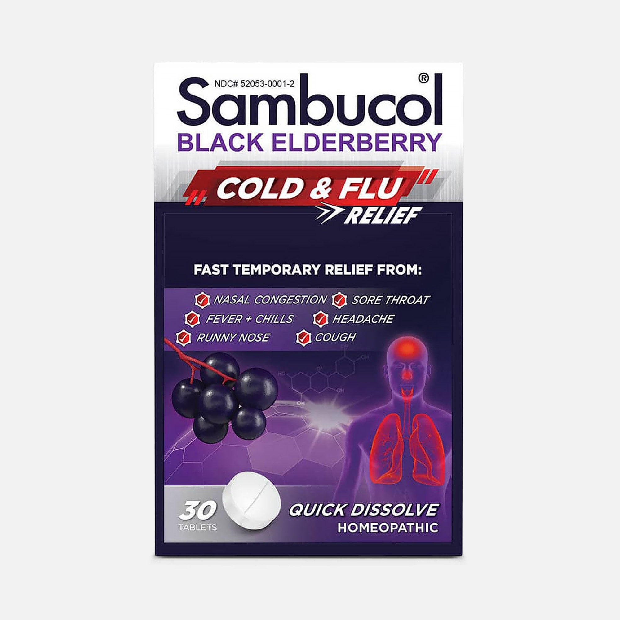 Sambucol Black Elderberry Cold & Flu Relief Tablets, 30 ct.