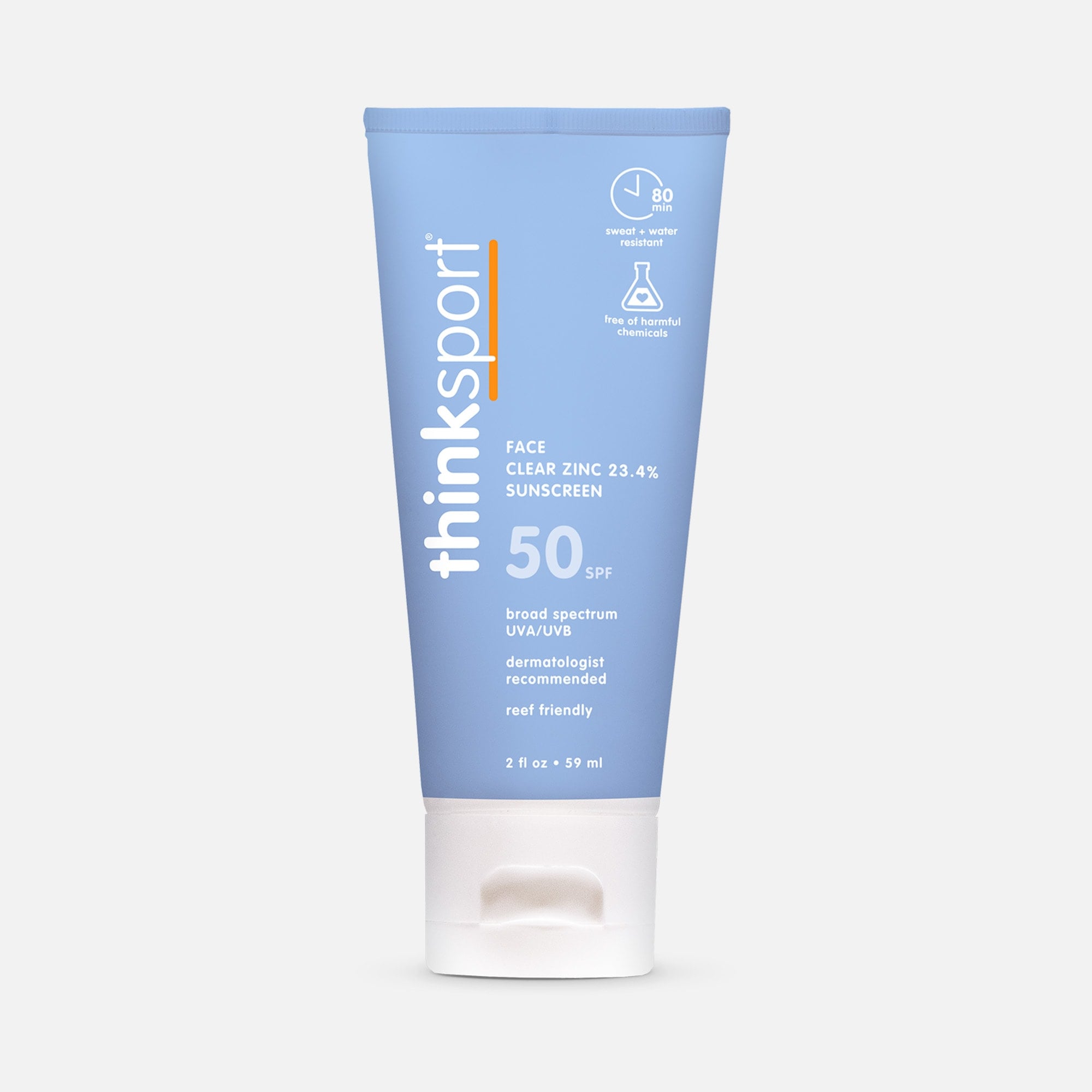 thinksport SPF 50 Clear Zinc Active Face Sunscreen,  2 fl oz.