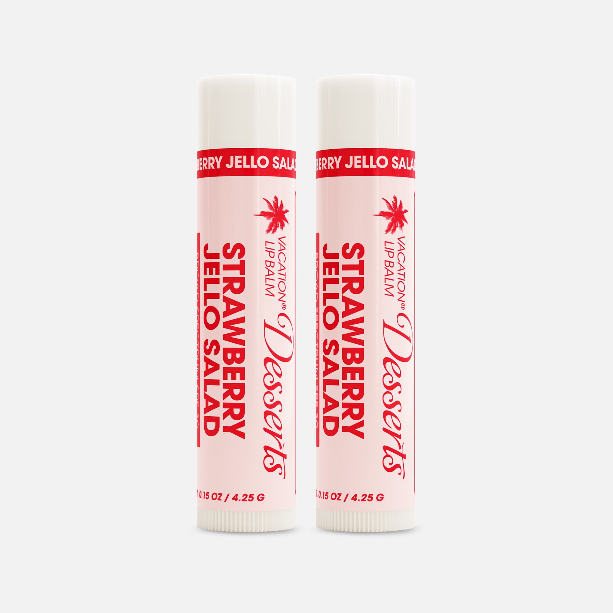 Vacation Strawberry Jello Salad Lip Balm Sunscreen, SPF 30, 0.15 oz. (2-Pack)