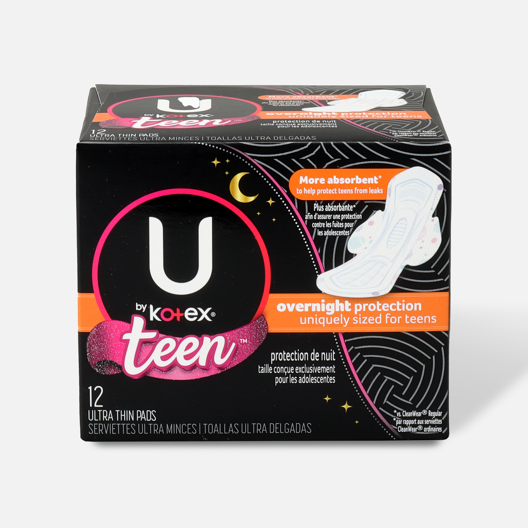 Foster parents piece Quagmire U by Kotex Super Premium Ultra Thin Overnight with Wings Teen Pad, 12 ct.