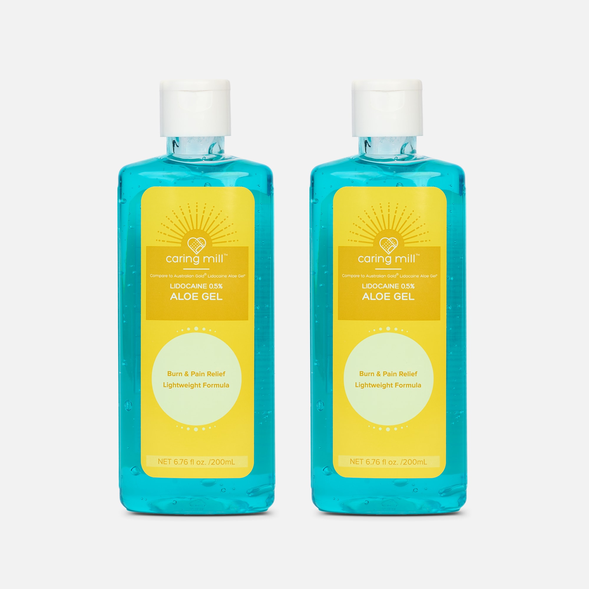 Caring Mill™ Aftersun Cooling Gel With Lidocaine Aloe Vera Value, 6.76 oz. (2-Pack)