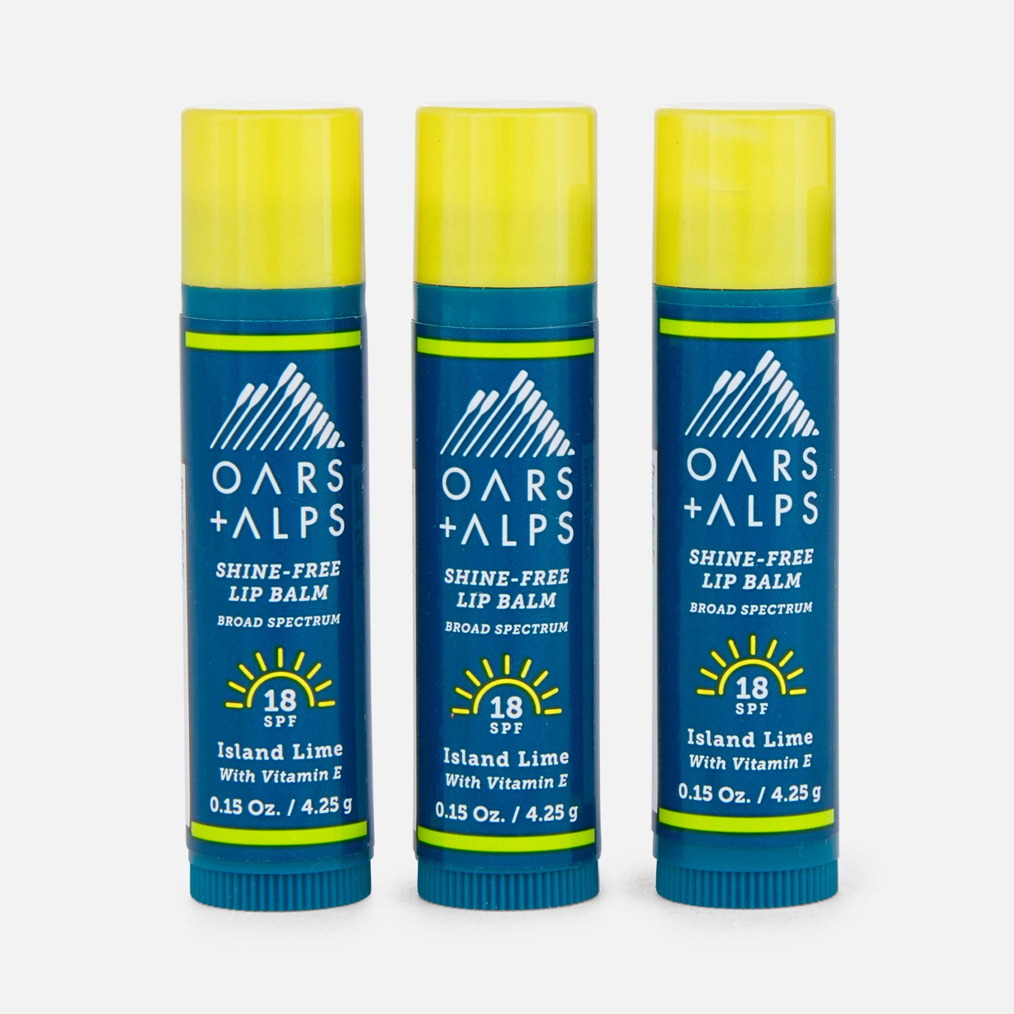 Oars + Alps SPF 18 Shine-Free Lip Balm, Kit Island Lime,  .15 oz., 3 ct.