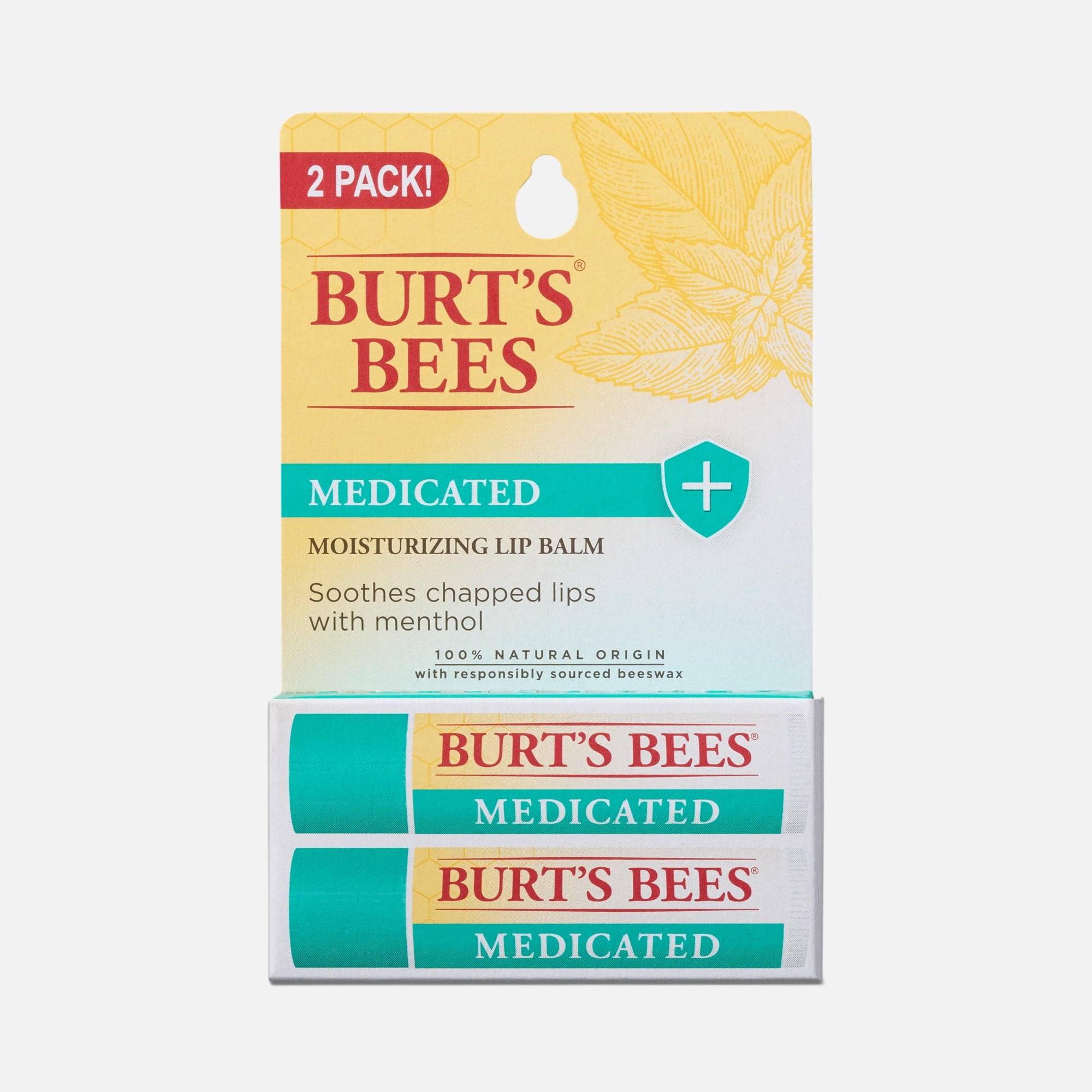Burt’s Bees Medicated Lip Balm, 2-Pack, 0.15 oz.