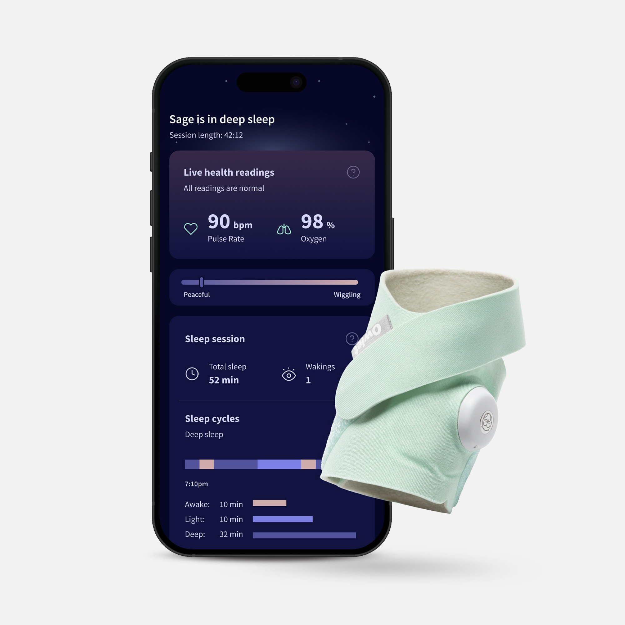 Owlet Dream Sock Baby Monitor, Mint