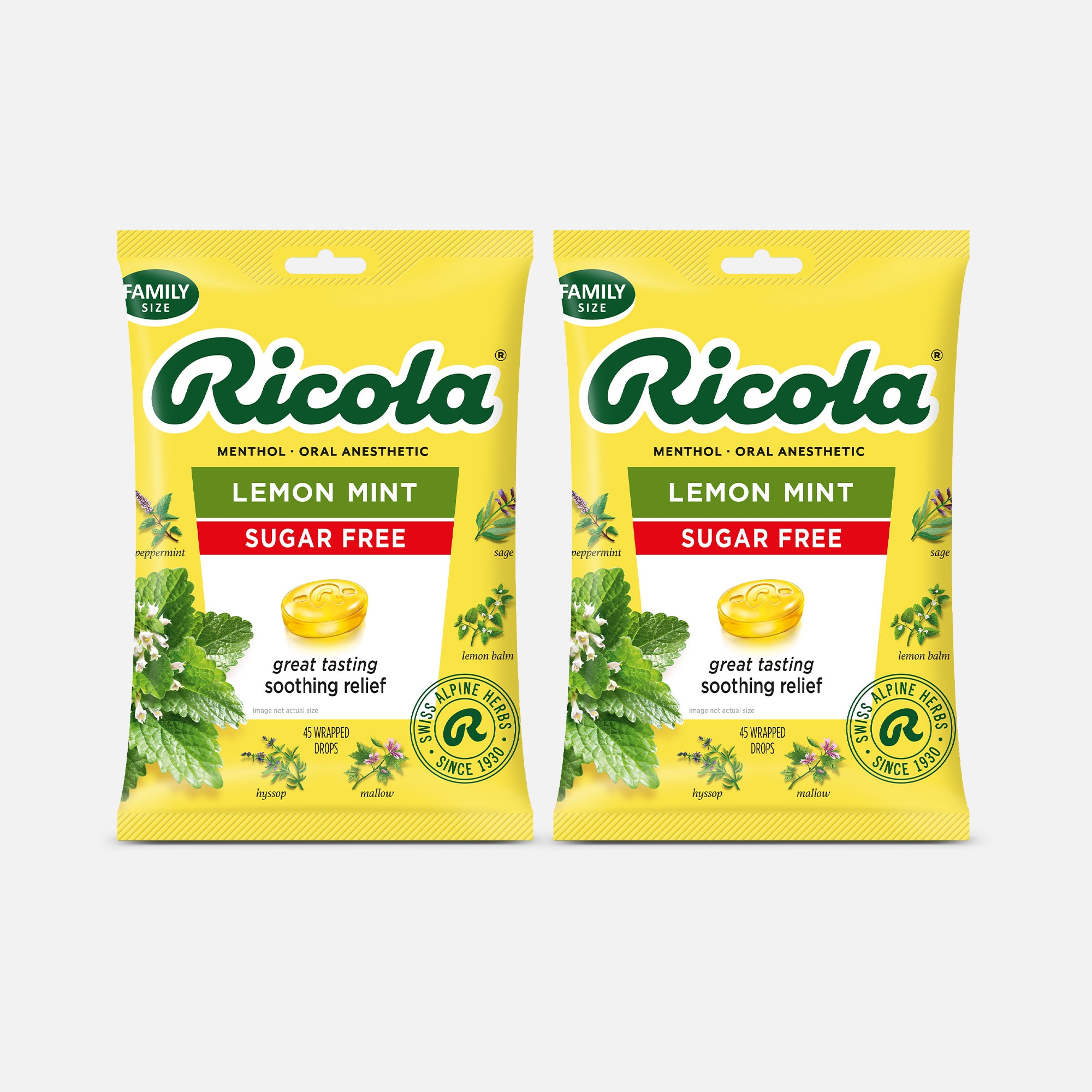 Ricola Sugar Free Lemon Mint Throat Drops, 45 ct. (2-Pack)