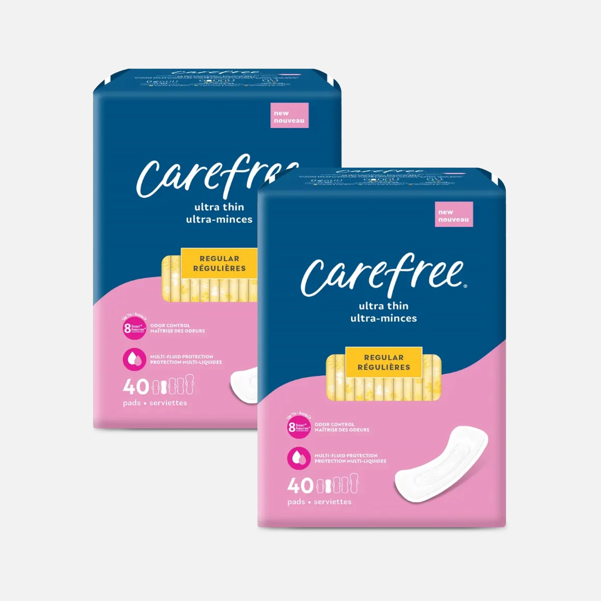 Carefree Ultra Thin Regular Pads, Wingless, 40 ct. (2-Pack)