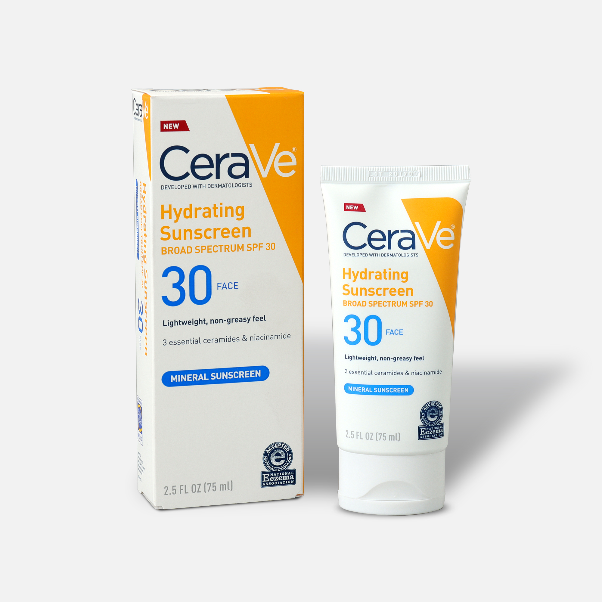 CeraVe Hydrating Mineral Face Sunscreen, 2.5 fl oz
