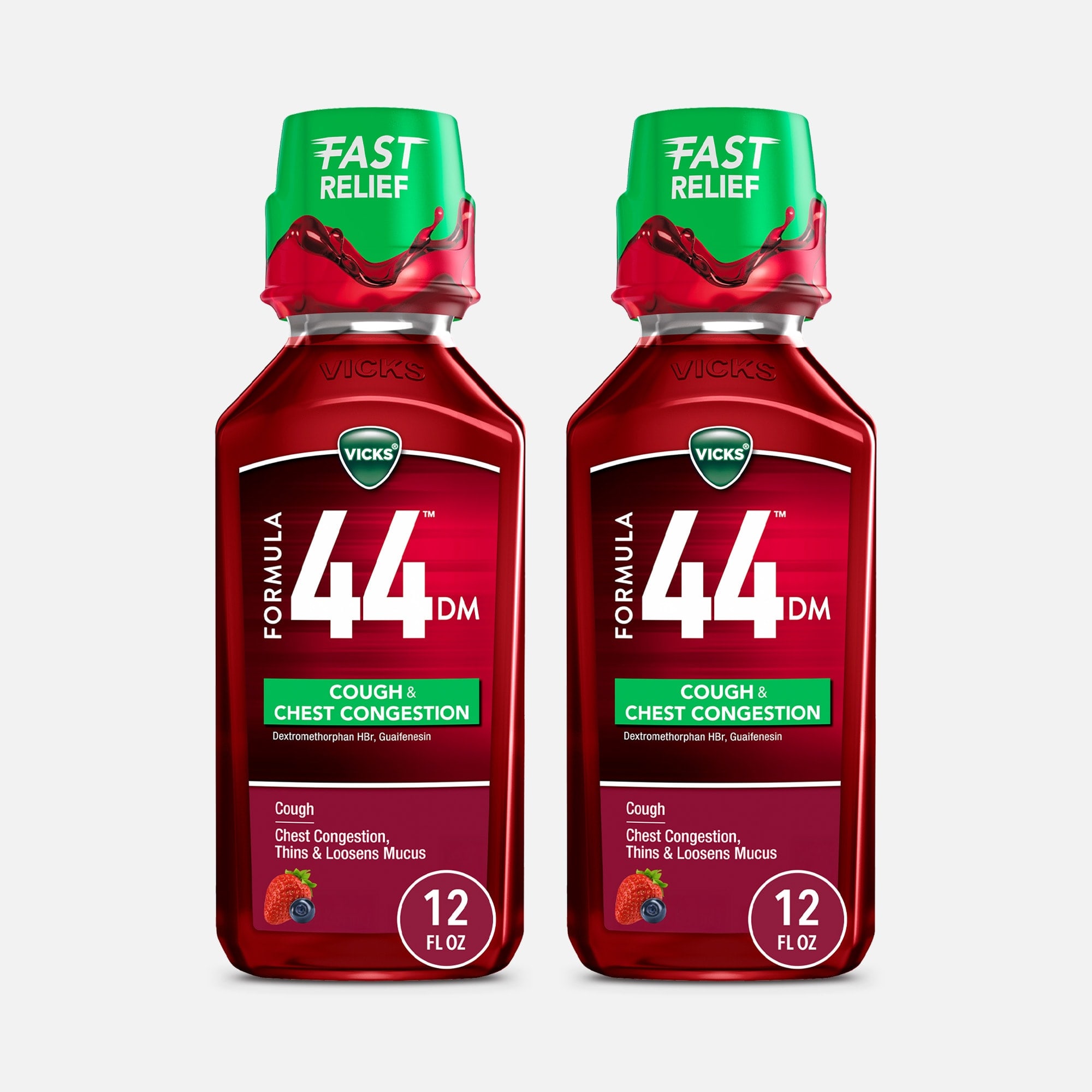 Vicks® Formula 44™ DM Cough & Congestion Liquid Cough Medicine, Berry, 12 fl oz. (2-Pack)