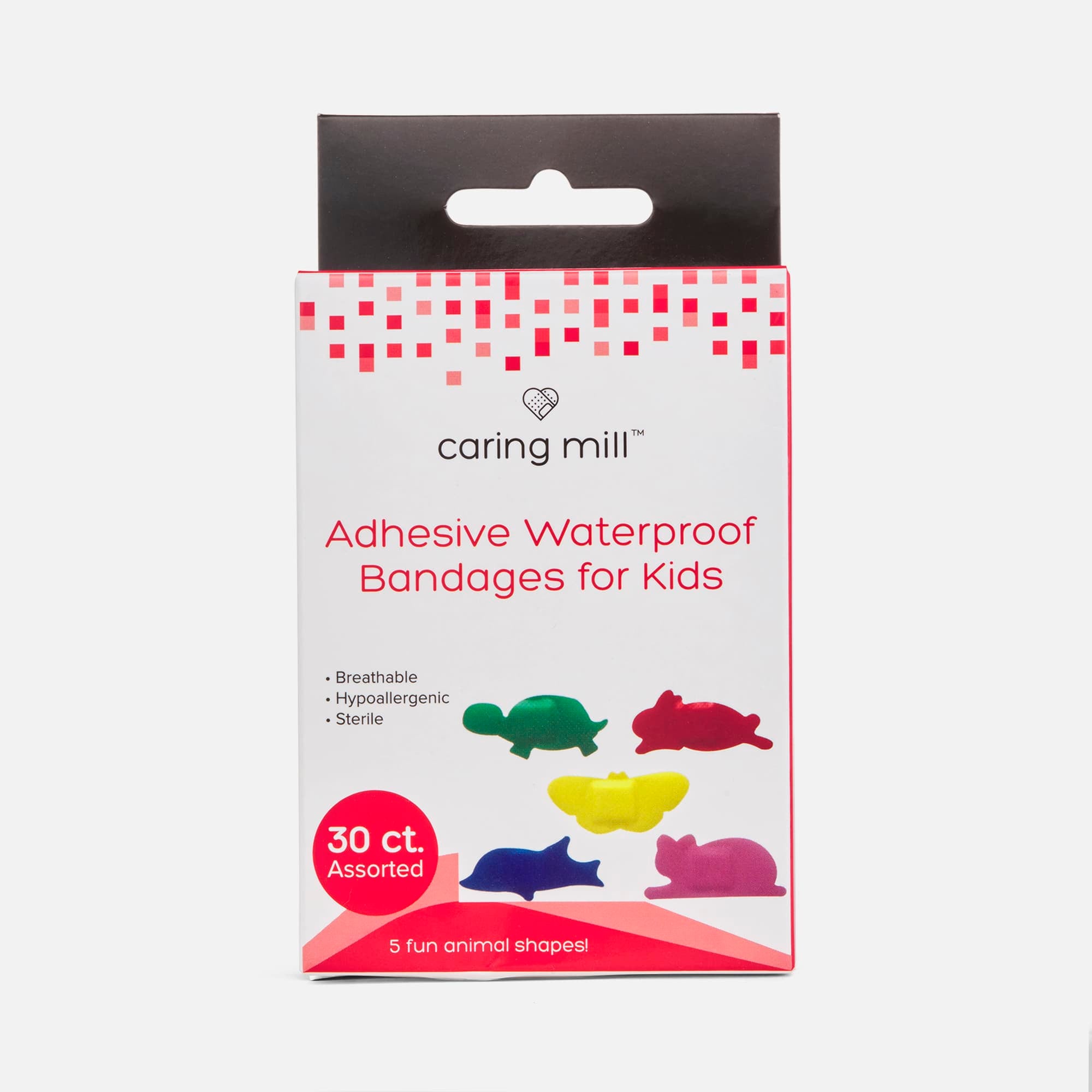 Caring Mill™ Adhesive Waterproof Bandages for Kids, Animal Shapes, 30 ct.