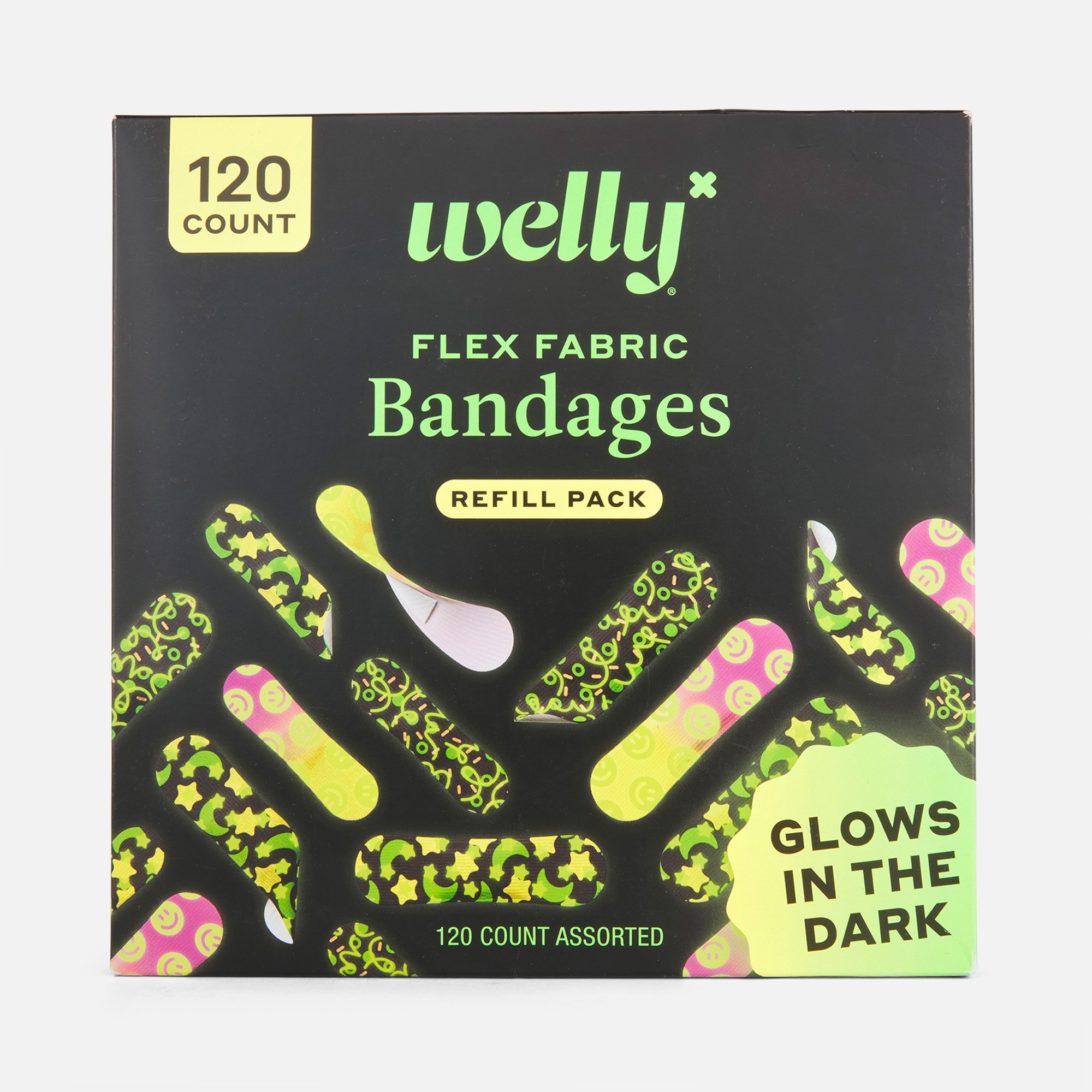 Welly Glow-in-the-Dark Flex Fabric Bandages Refill Pack, 120 ct.