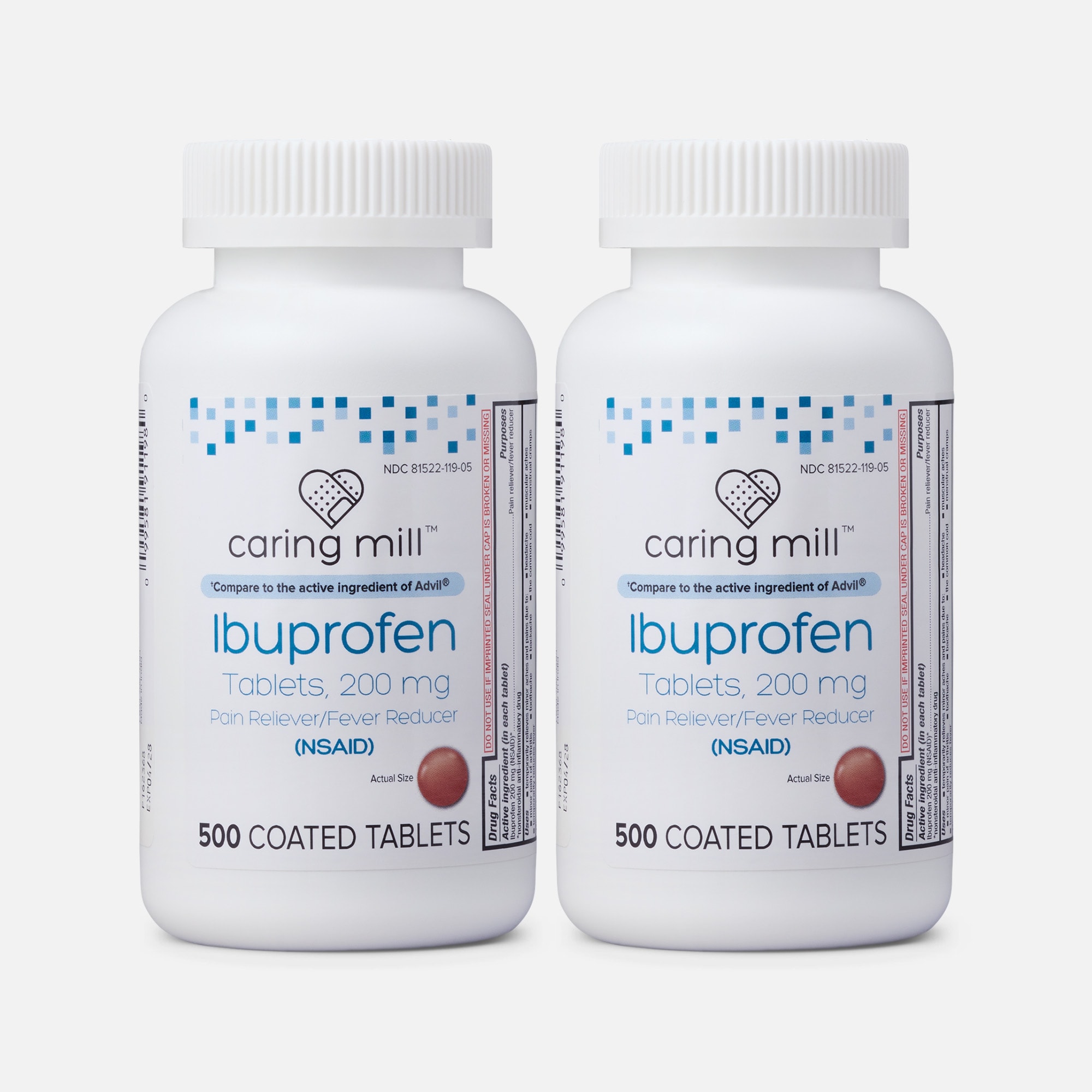 Caring Mill™ Ibuprofen 200mg Tablets, 500 ct. (2-Pack)