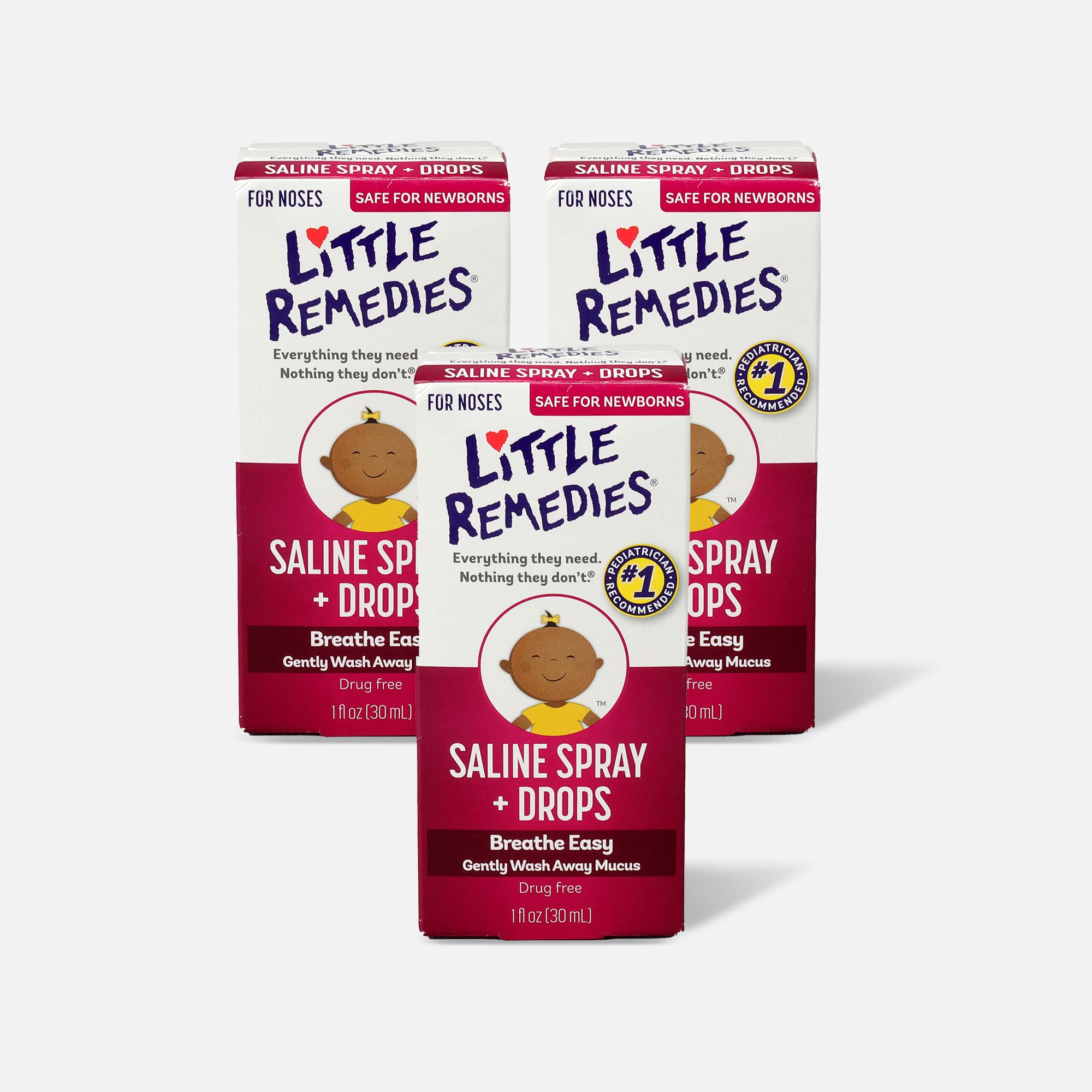 Little Noses Saline Spray/Drops, Non-Medicated, 1 fl oz. (3-Pack)