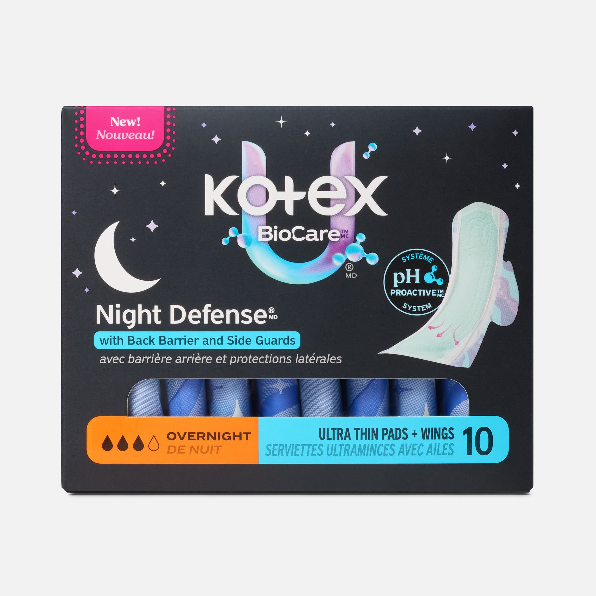 Kotex® BioCare™ Ultra Thin Overnight Pads With Wings, Heavy Absorbency, 10 ct.
