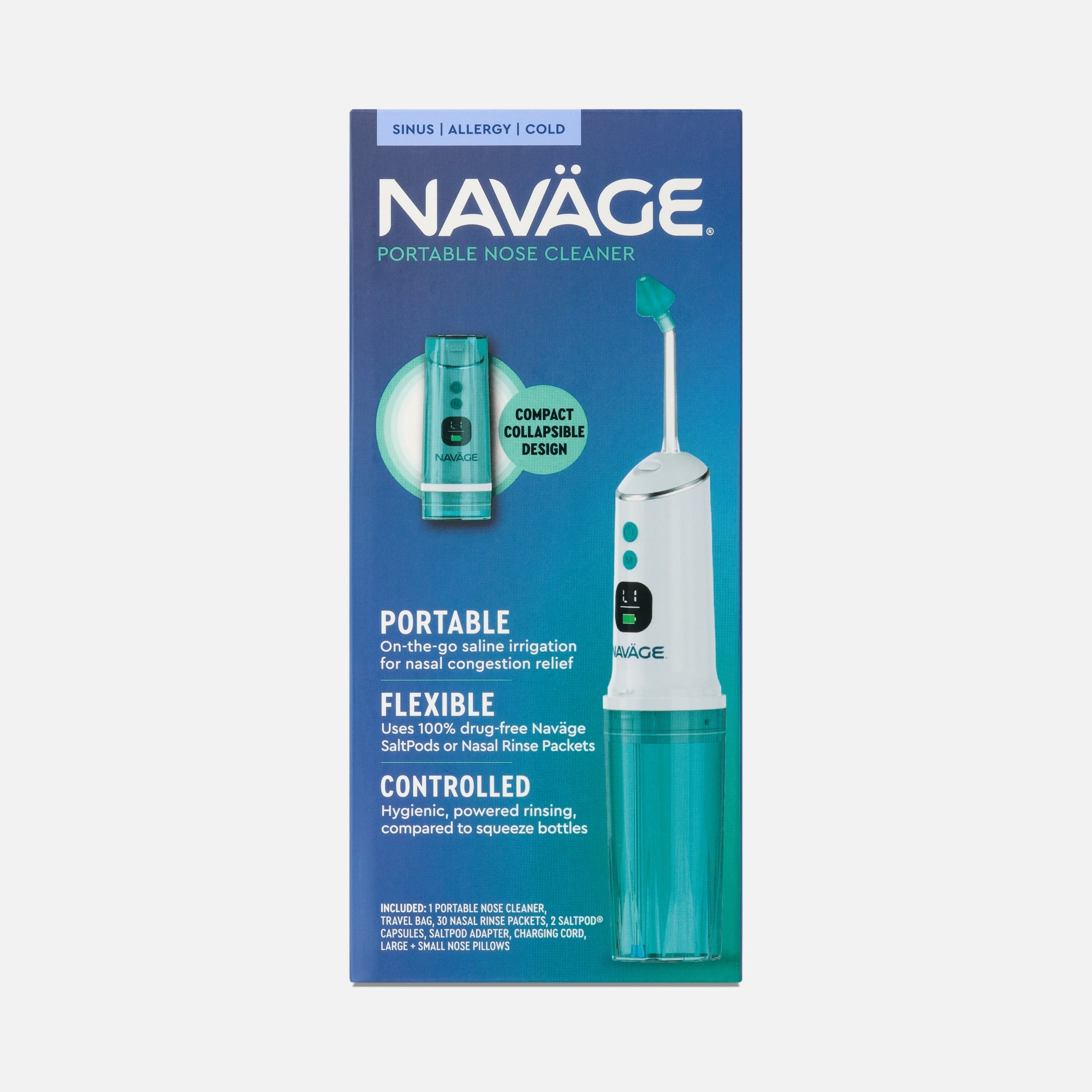 NeilMed Sinugator Cordless Pulsating Nasal Wash with 30 Premixed