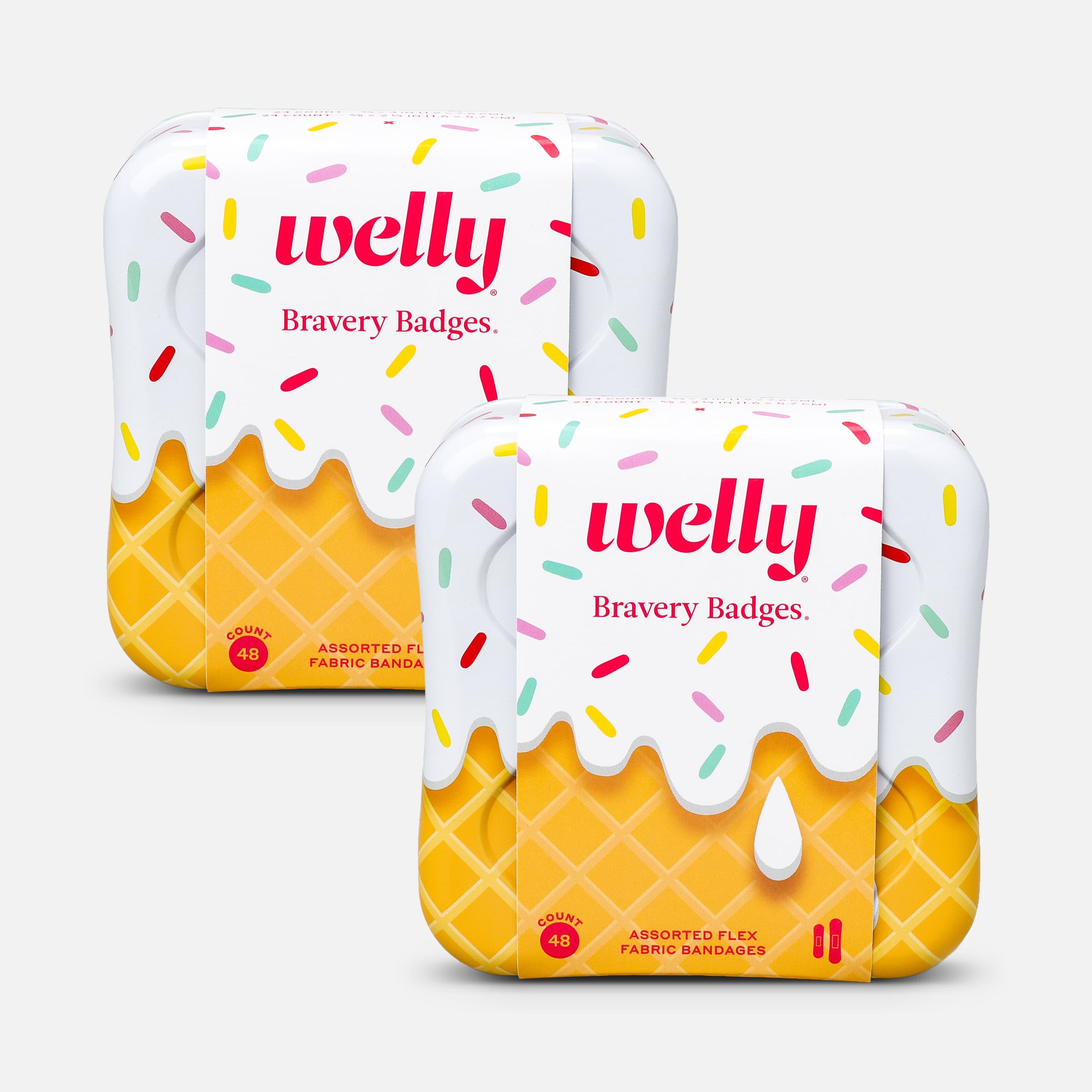 Welly Bravery Badges Ice Cream Assorted Flex Fabric Bandages - 48 ct. (2-Pack)