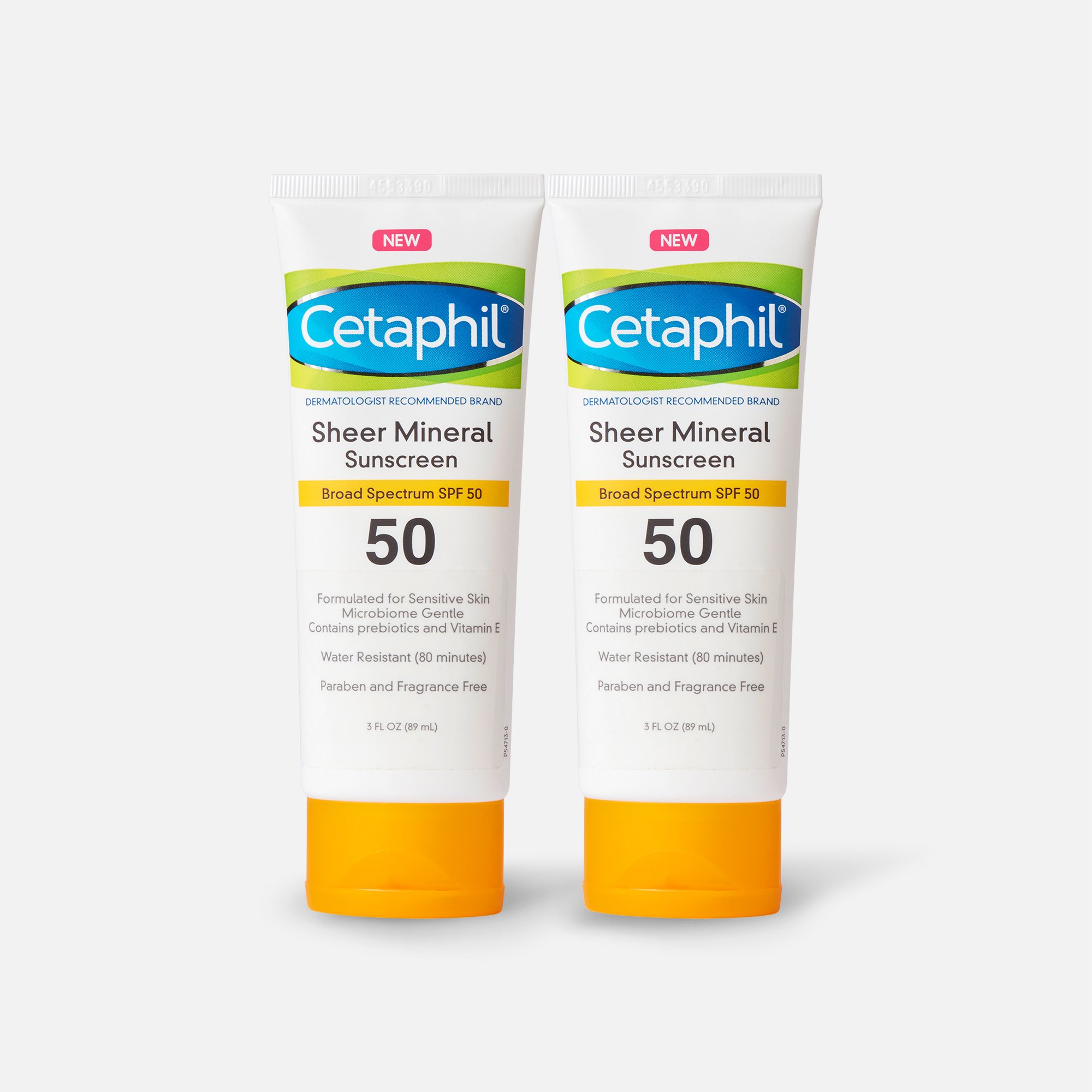 Cetaphil Sun Sheer Mineral Sunscreen Lotion for Face and Body, SPF 50, 3 oz. (2-Pack)