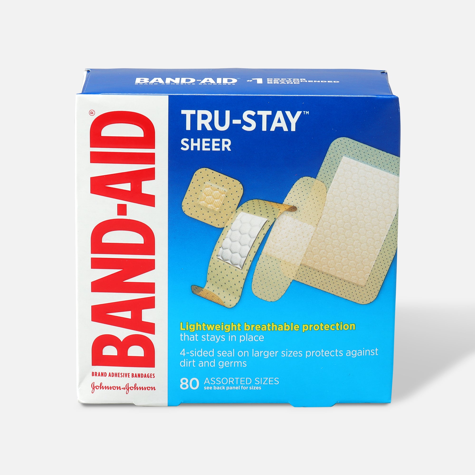 BAND-AID® Sheer Adhesive Bandages, Assorted, 80 ct.