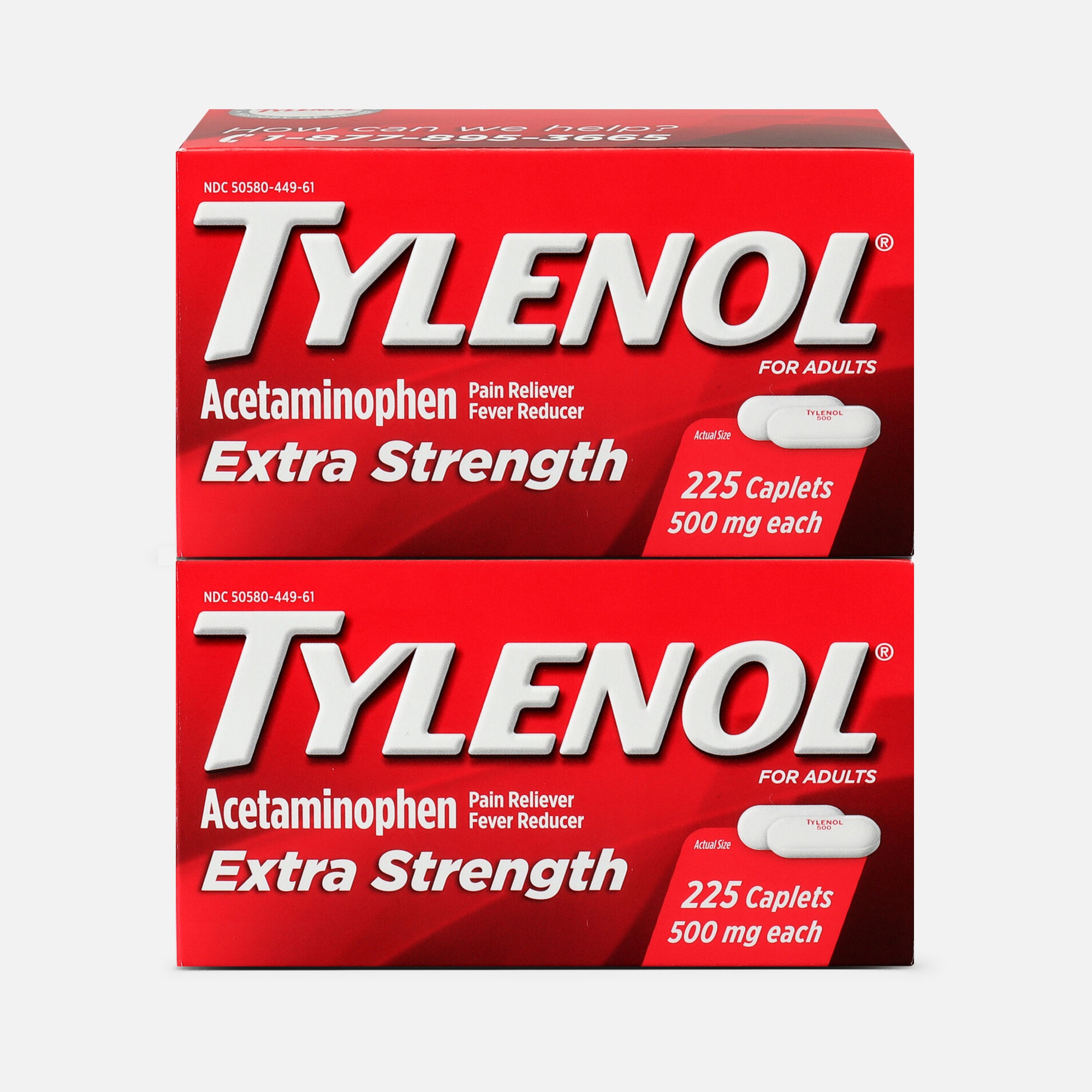 Tylenol Extra Strength Caplets, 225 ct. (2-Pack)