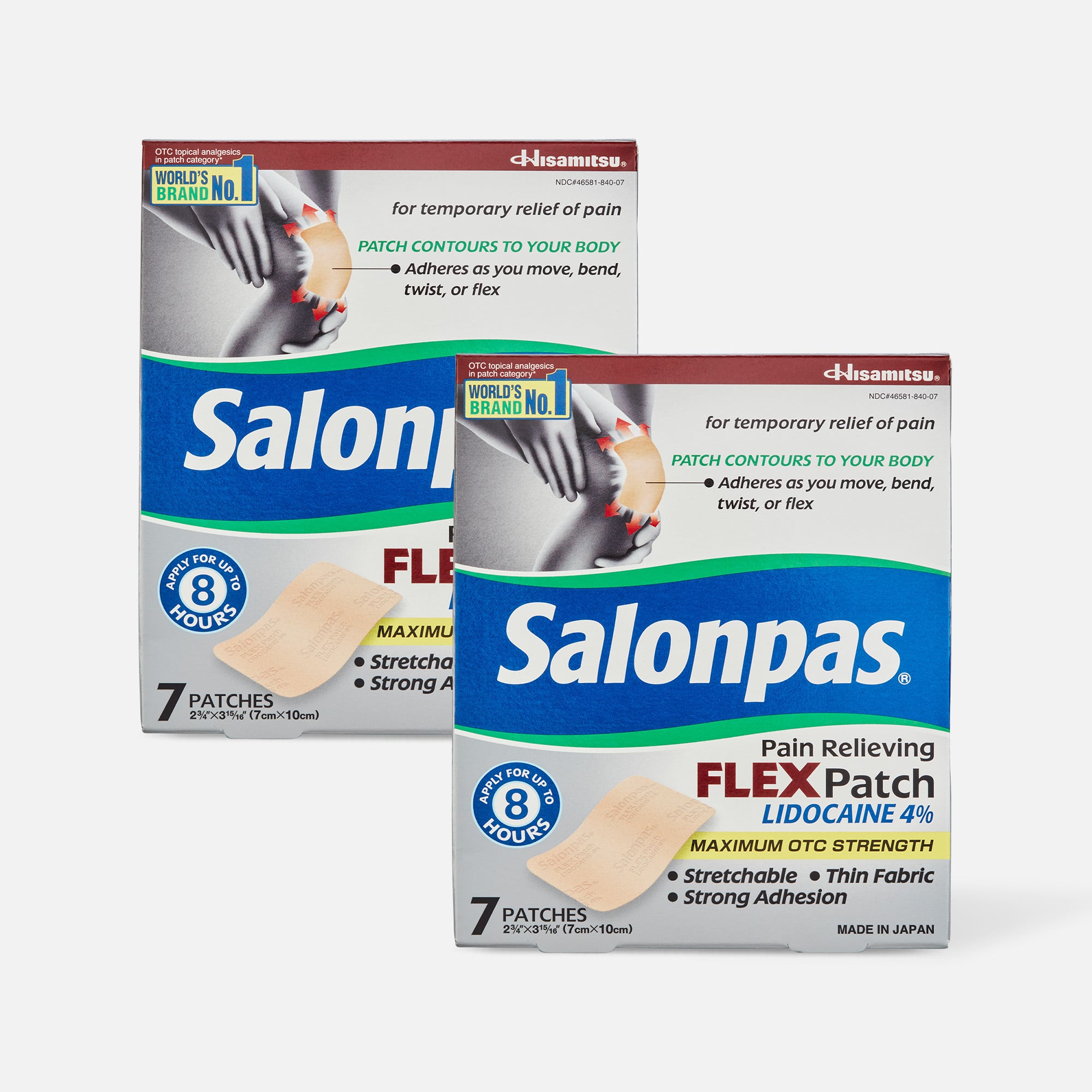 Salonpas Pain Relieving Flex Patch Lidocaine 4%, 7 ct. (2-Pack)
