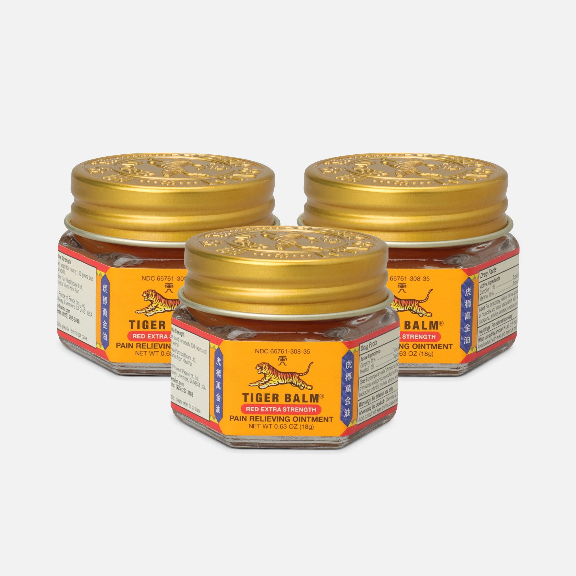 Tiger Balm Extra Strength Ointment, 18g, .63 oz. (3-Pack)