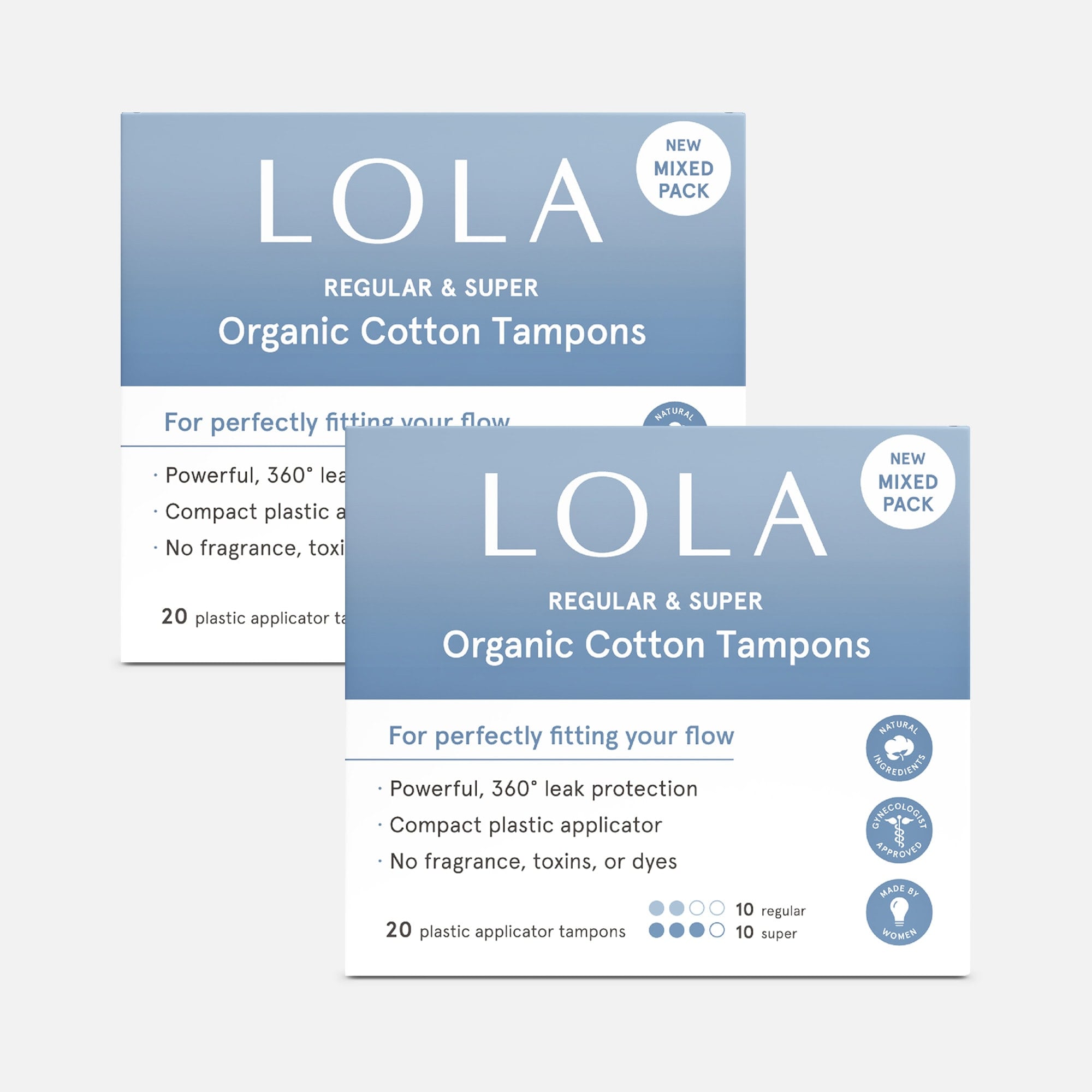 LOLA Assorted Regular & Super Tampons, 20 ct. (2-Pack)