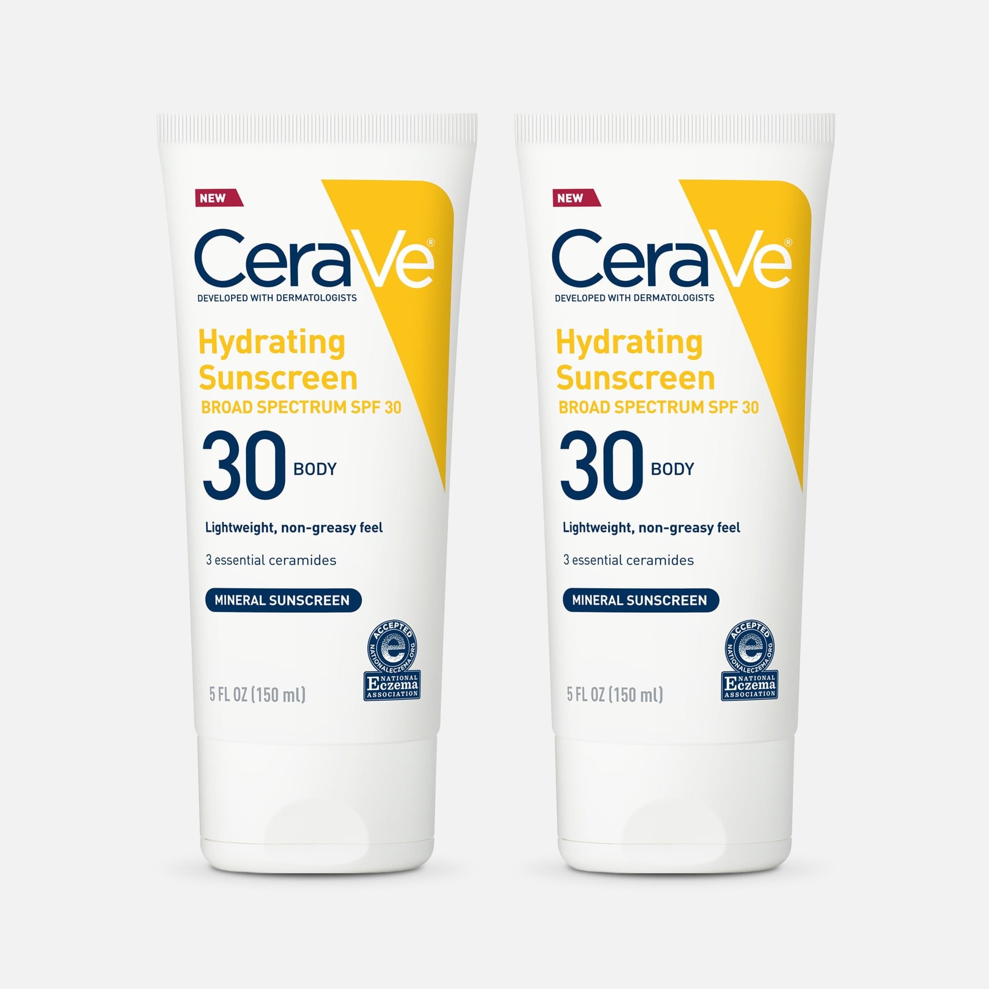 CeraVe Hydrating Sunscreen Body Lotion, SPF 30, 5 fl oz. (2-Pack)
