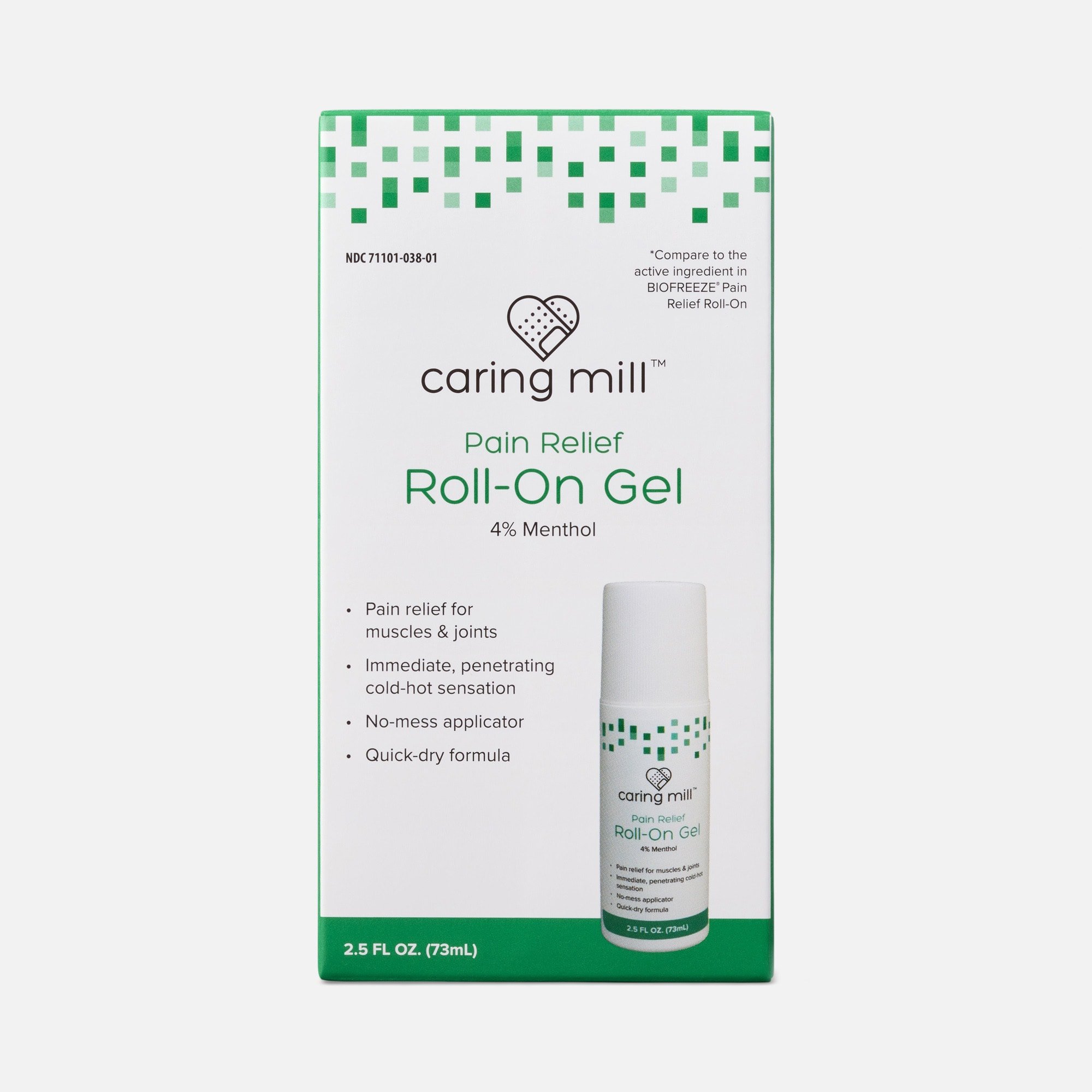 Caring Mill™ Menthol Pain Relief Roll-On Gel, 2.5 fl oz.