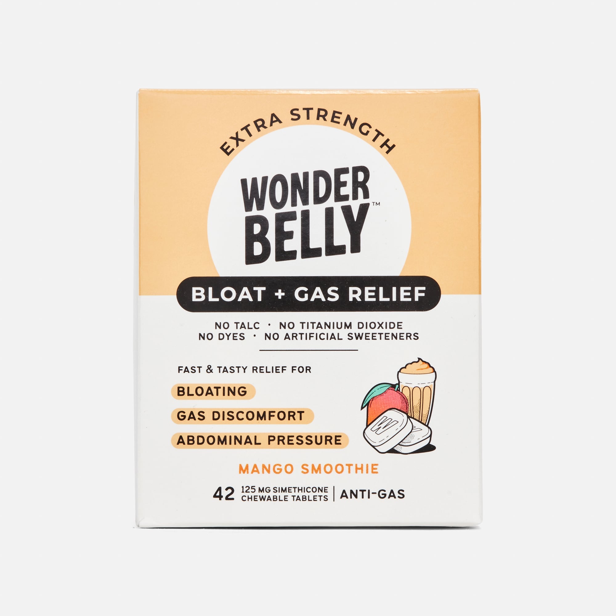 Wonderbelly Bloat + Gas Relief, Mango Smoothie, 42 ct.