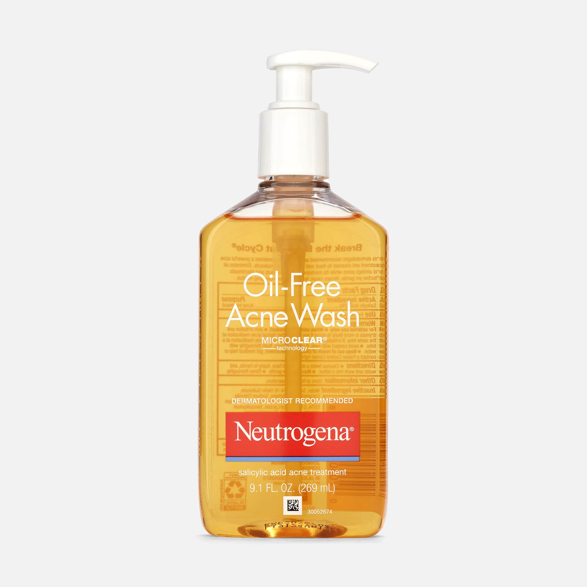 Neutrogena Oil-Free Acne Facial Wash, Fragrance Free, 9.1 fl oz.