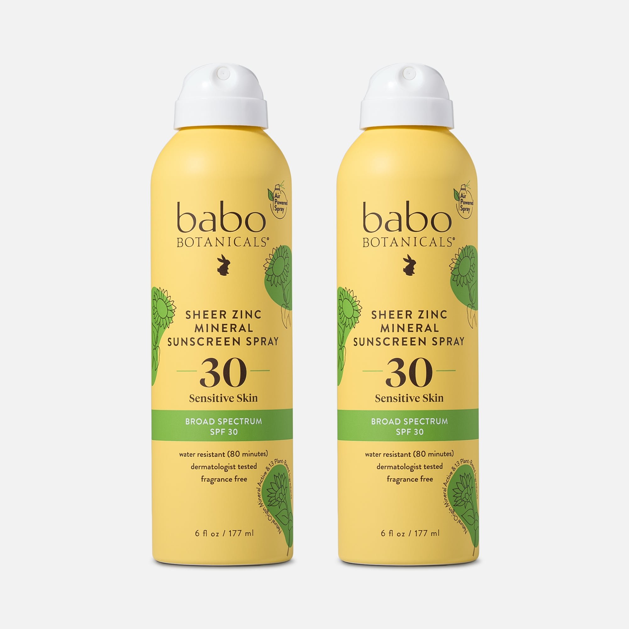 Babo Botanicals Sheer Zinc Continuous Spray Sunscreen, SPF 30, 6 fl oz. - 2-Pack