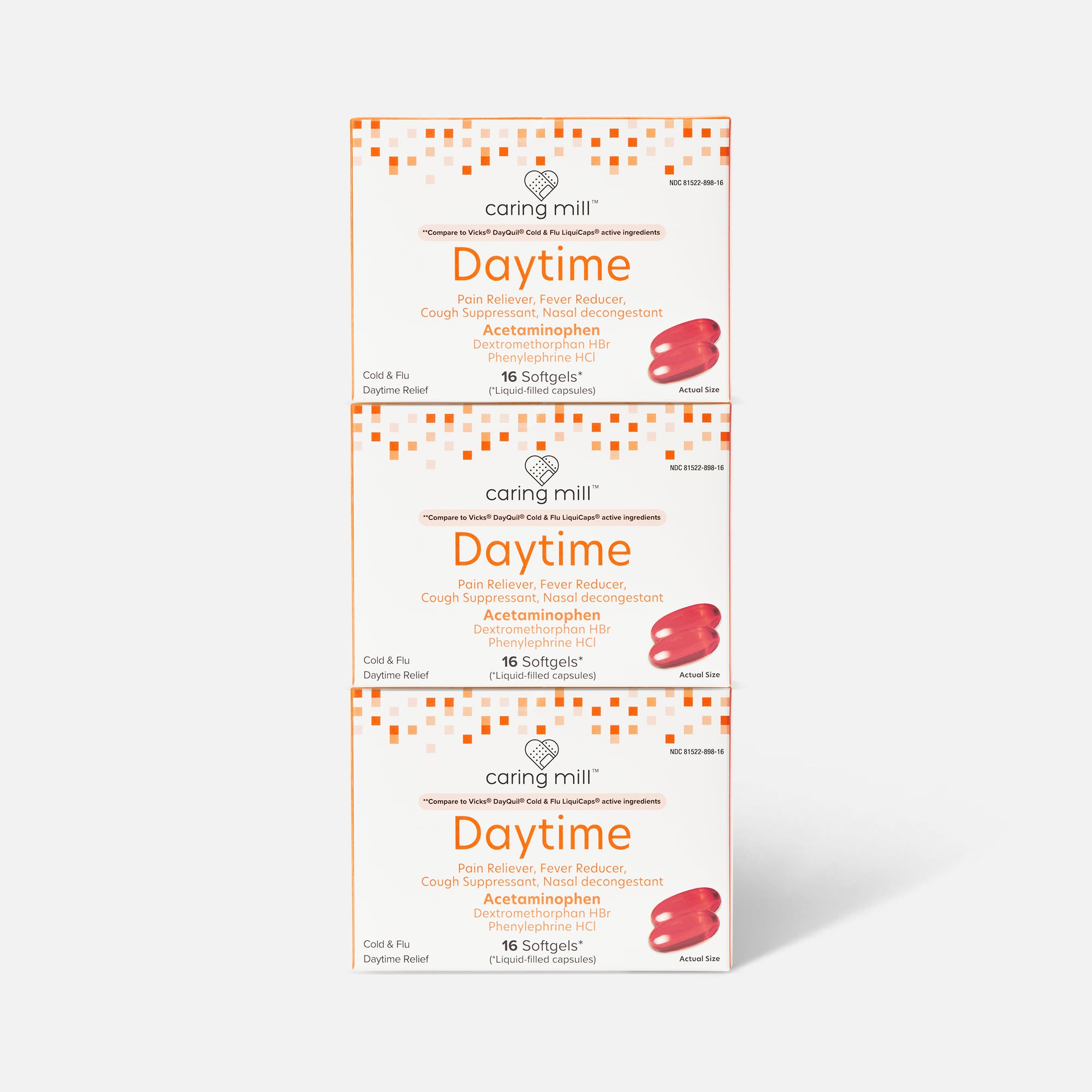 Caring Mill™ Daytime Cold & Flu Relief Soft Gels, 16 ct. (3-Pack)